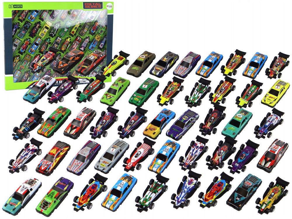 Žaislinių automobilių rinkinys Lean toys, 50 vnt.