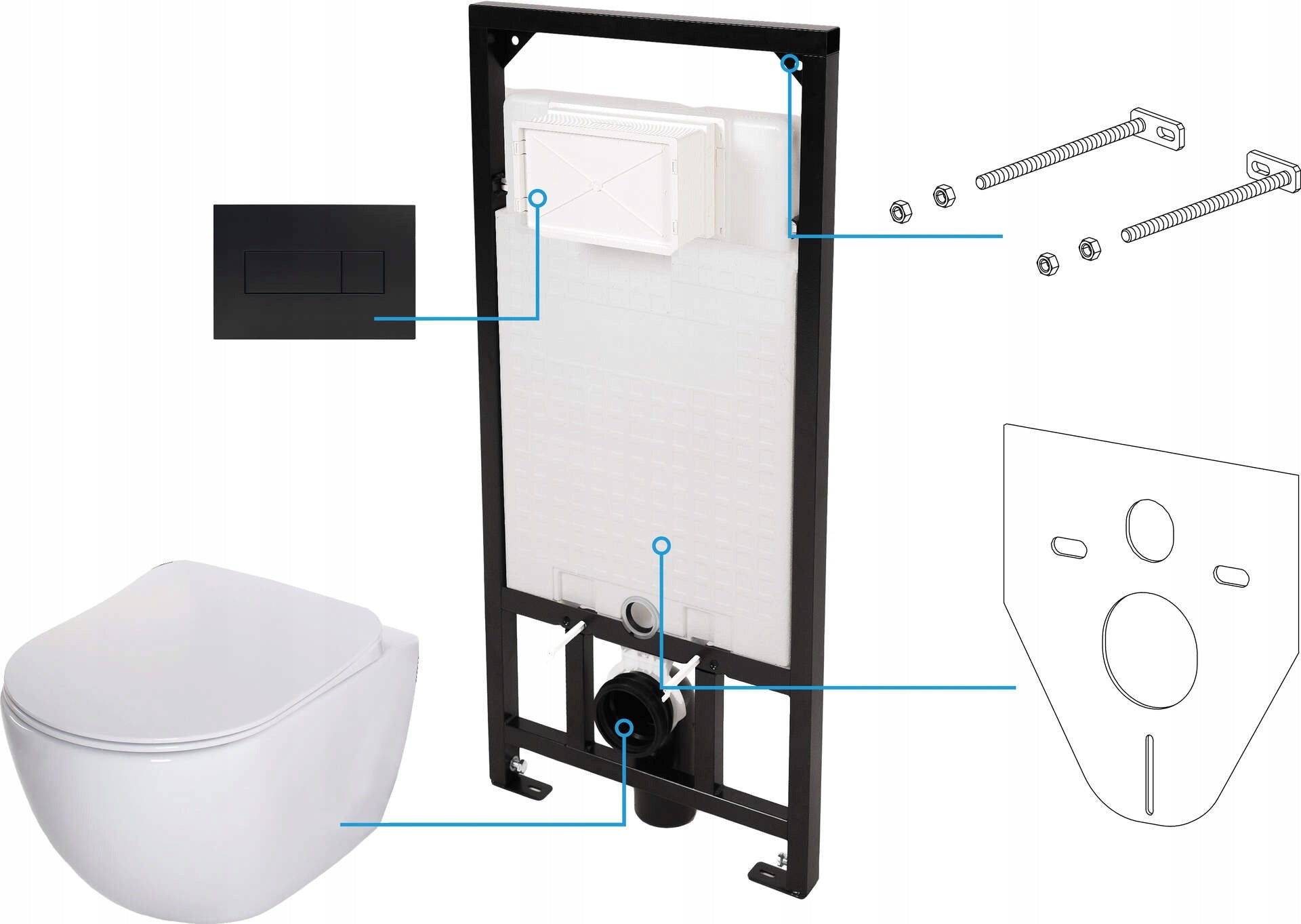Toilettenset Deante Peonia Rimless 5in1 CDEN6ZPW 
