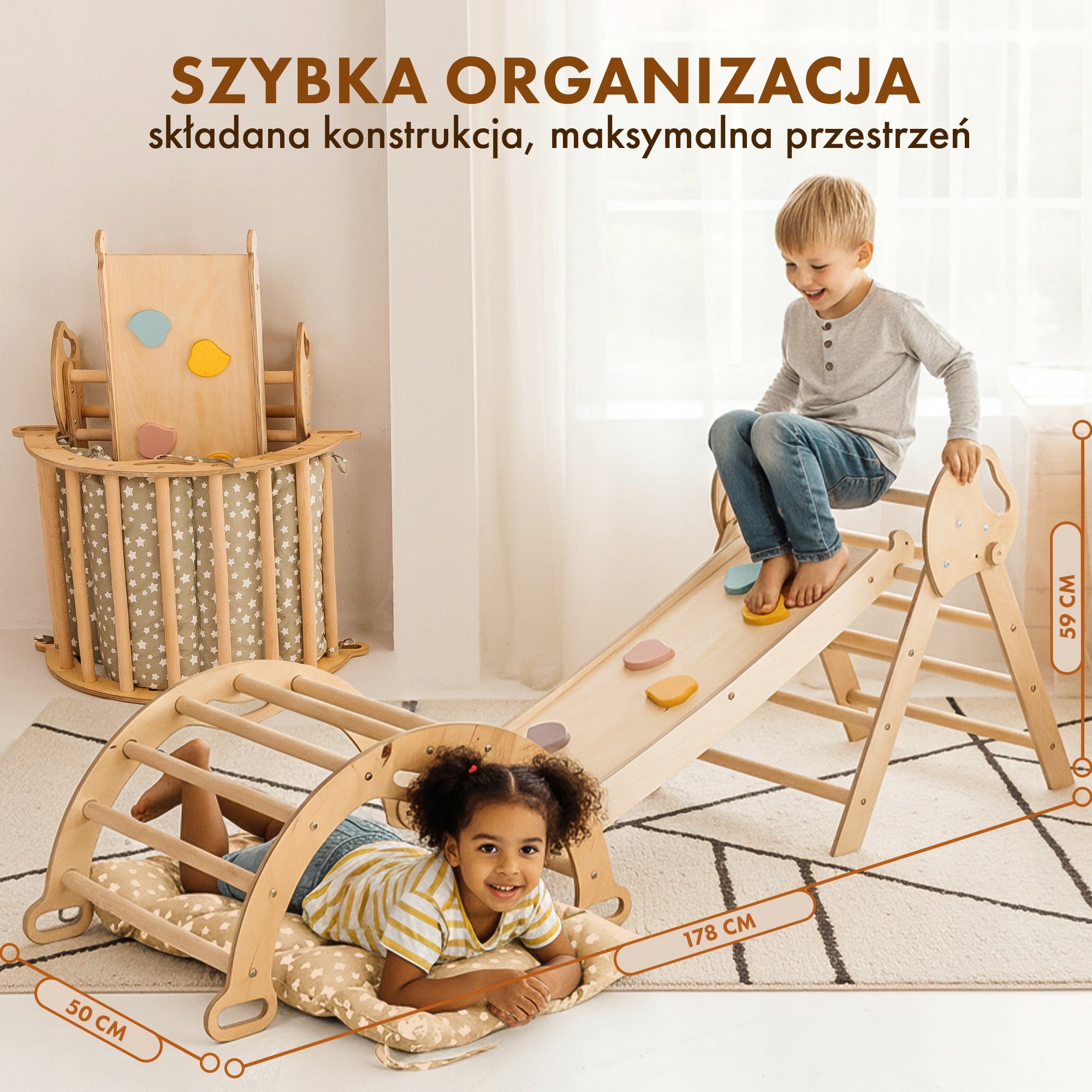 Zestaw do wspinaczki i sztuki 6 w 1 Montessori Kind wooden