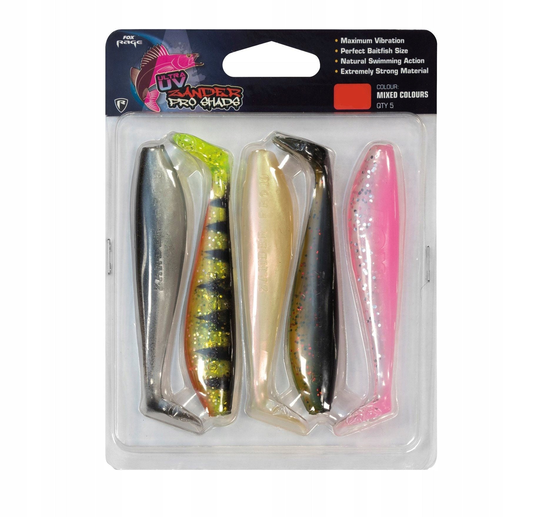 Gummiband FOX Rage Zander Pro Mixed UV Color 5 Stk. 10 cm 