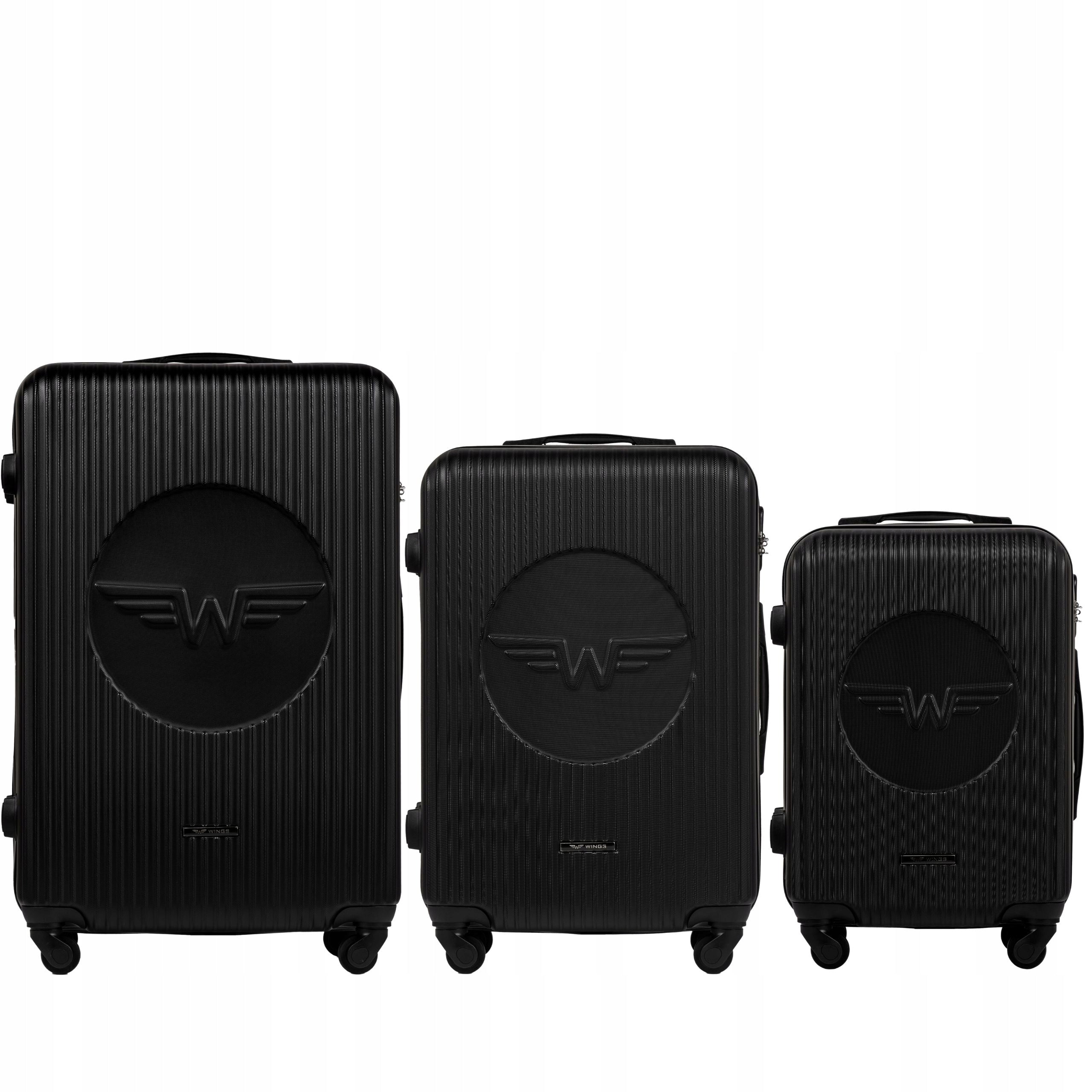 Set mit 3 Koffern Wings SWL01, schwarz 
