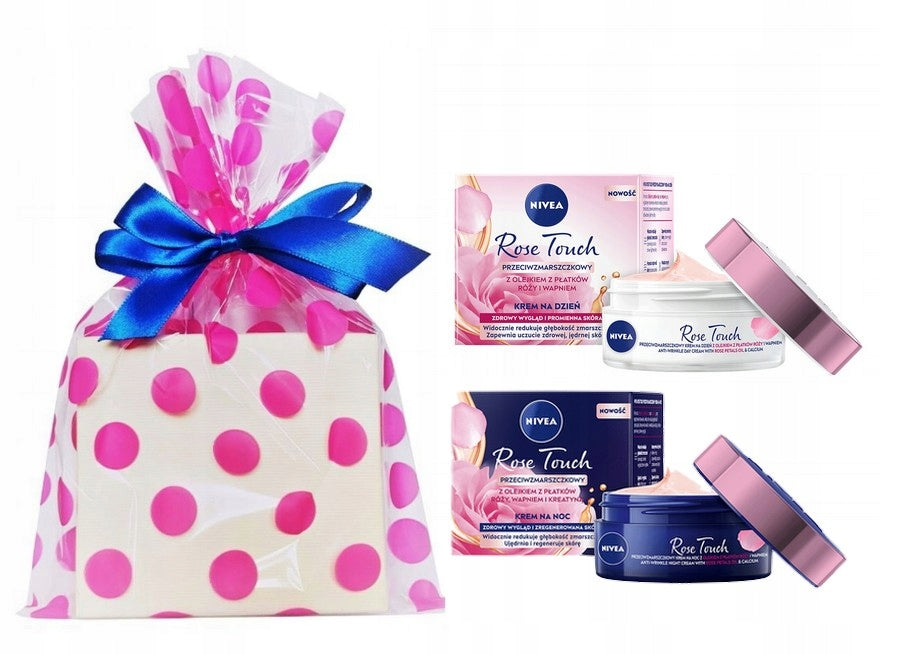 Kosmetikos rinkinys nuo raukšlių Nnivea Rose Touch Day and night anti-wrinkle cream, 2 x 50 ml