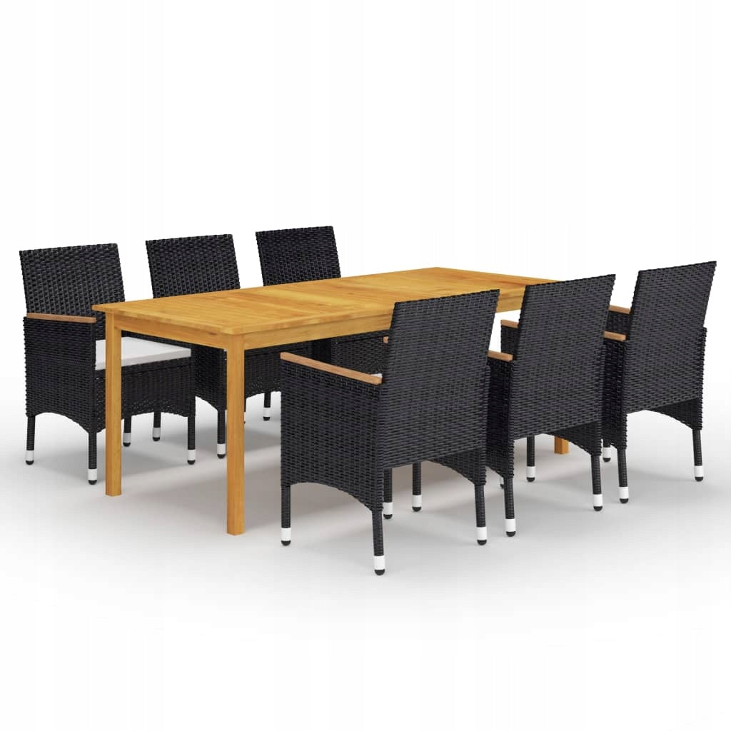 Garten-Essmöbel-Set, 7-teilig, schwarz 