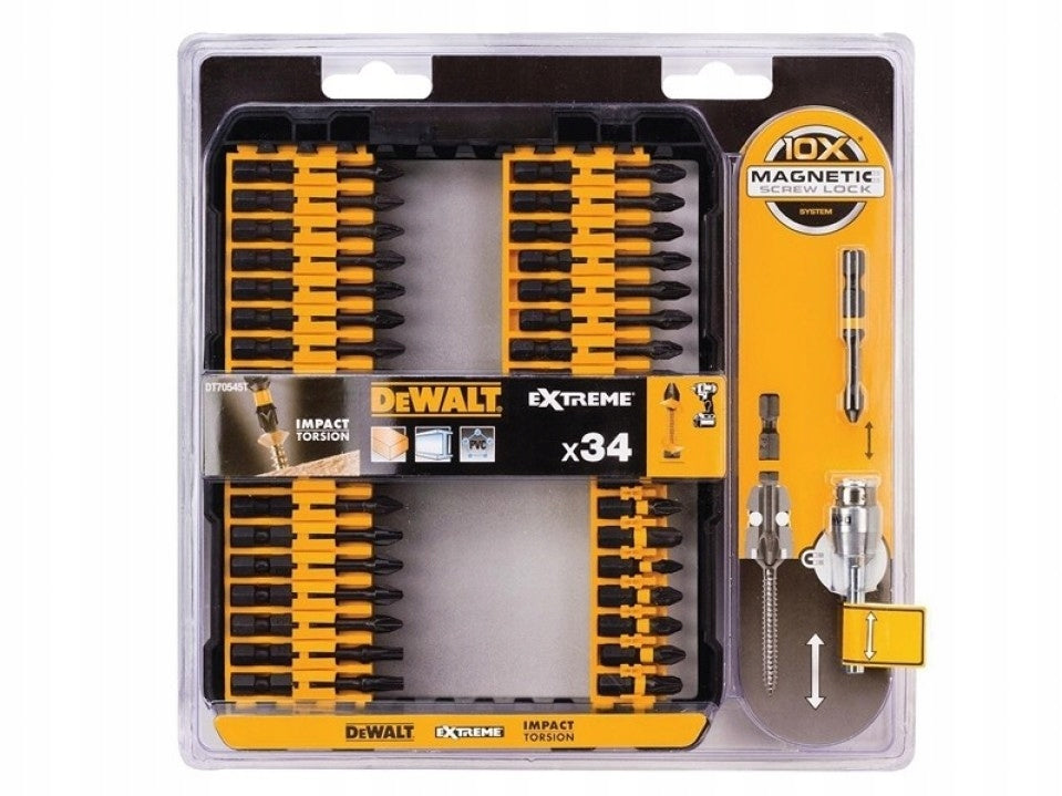 Schlagschrauber-Satz Dewalt PZ1,2,3 PH1,2,3 T20,25 - DT70545T, 34-tlg. 