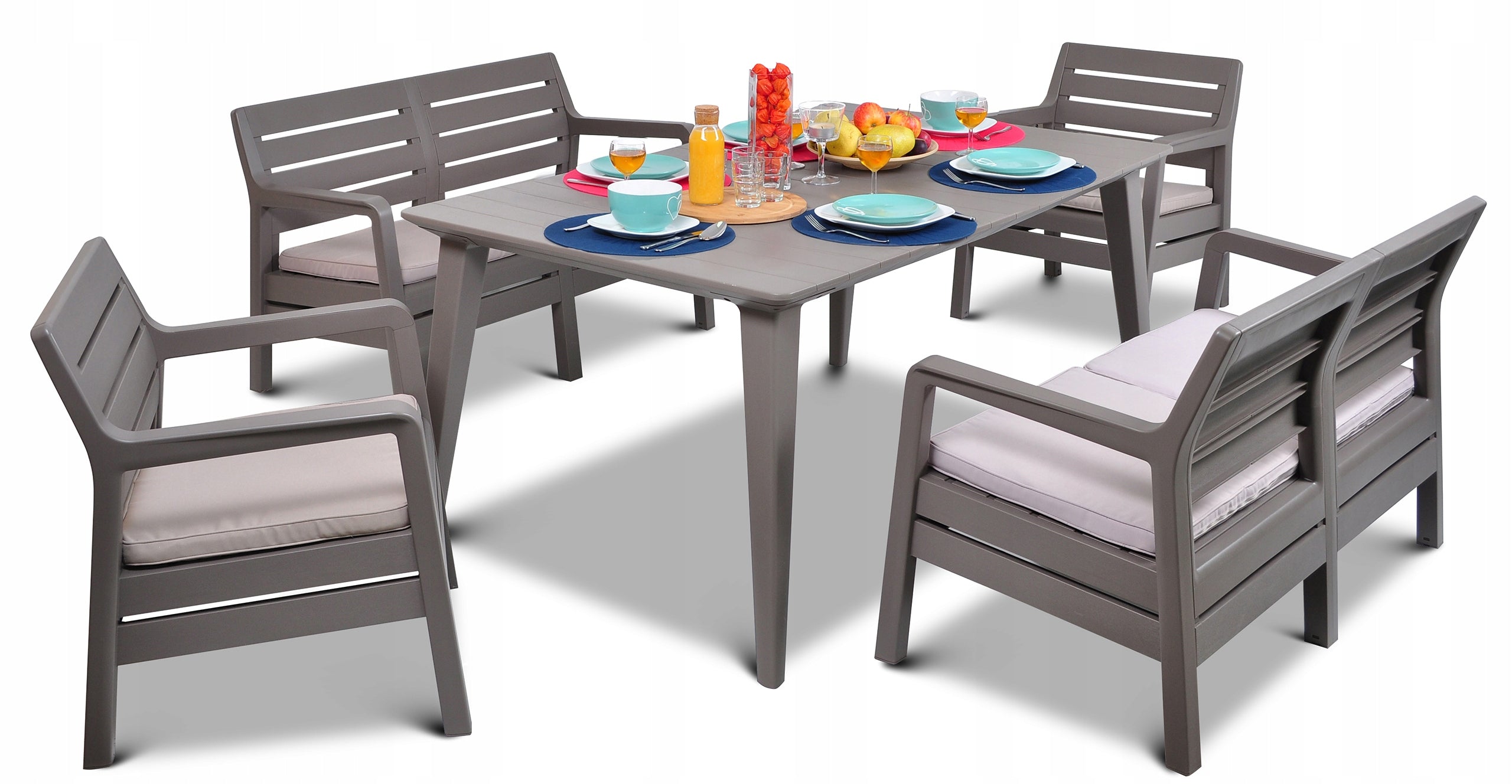 Gartenmöbelset Delano Set mit Lima 160 Tischen, beige 