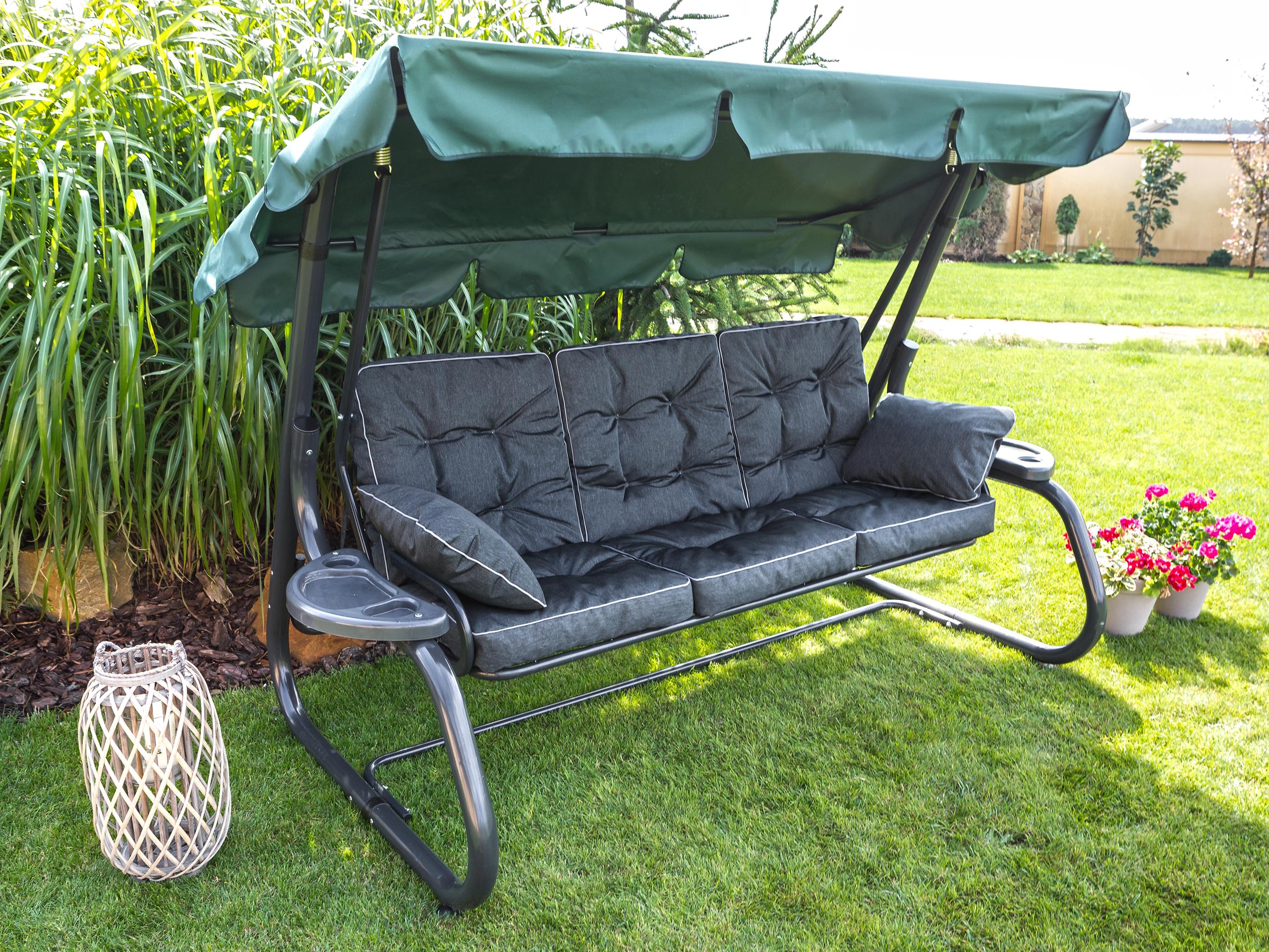 3-jų pagalvių komplektas sūpynėms Hobbygarden Venus 150 cm, juodass