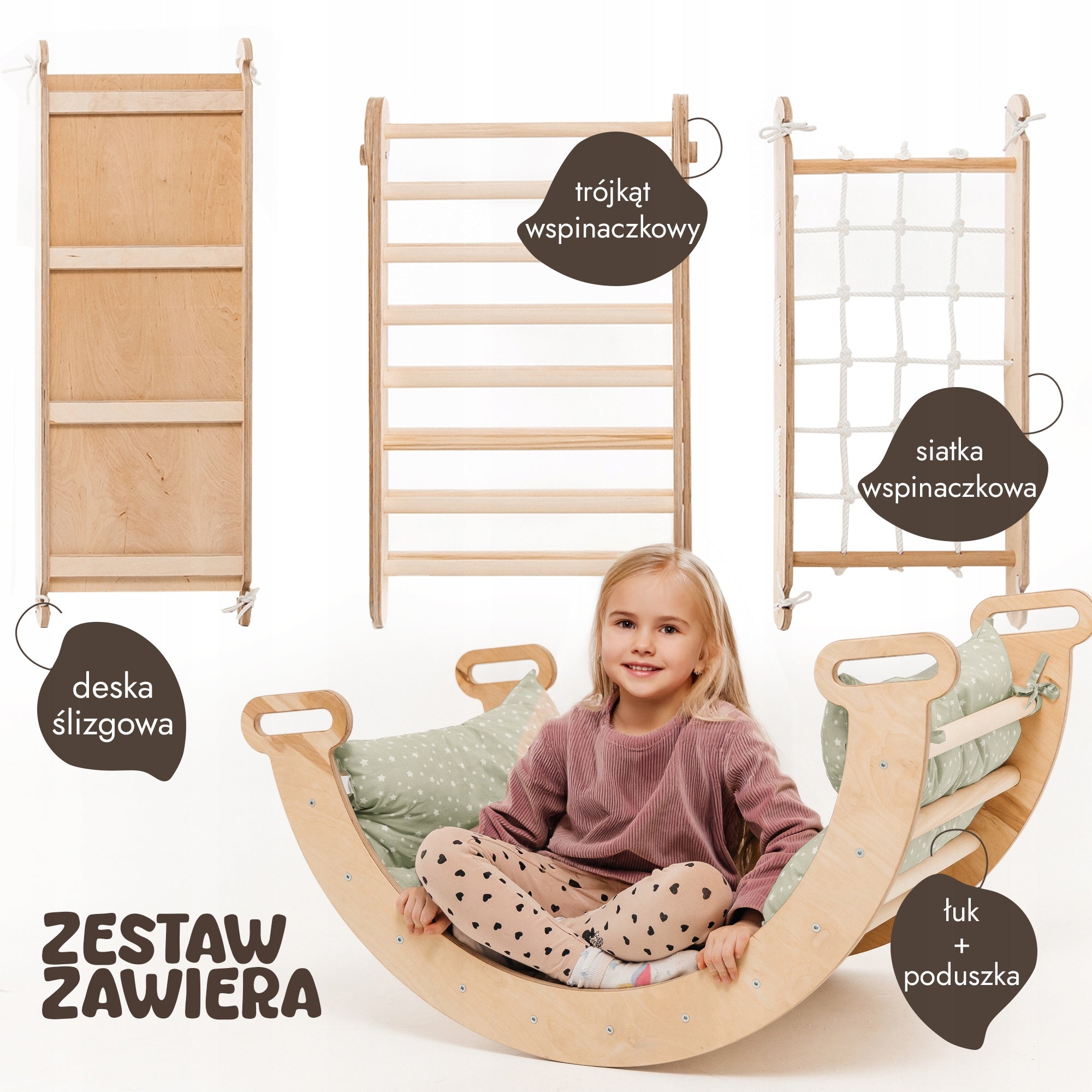 Zestaw wspinaczkowy Montessori 5-w-1 dla dzieci w wieku od 1 do 5 lat Included ladder flooring climbing wall nets slide