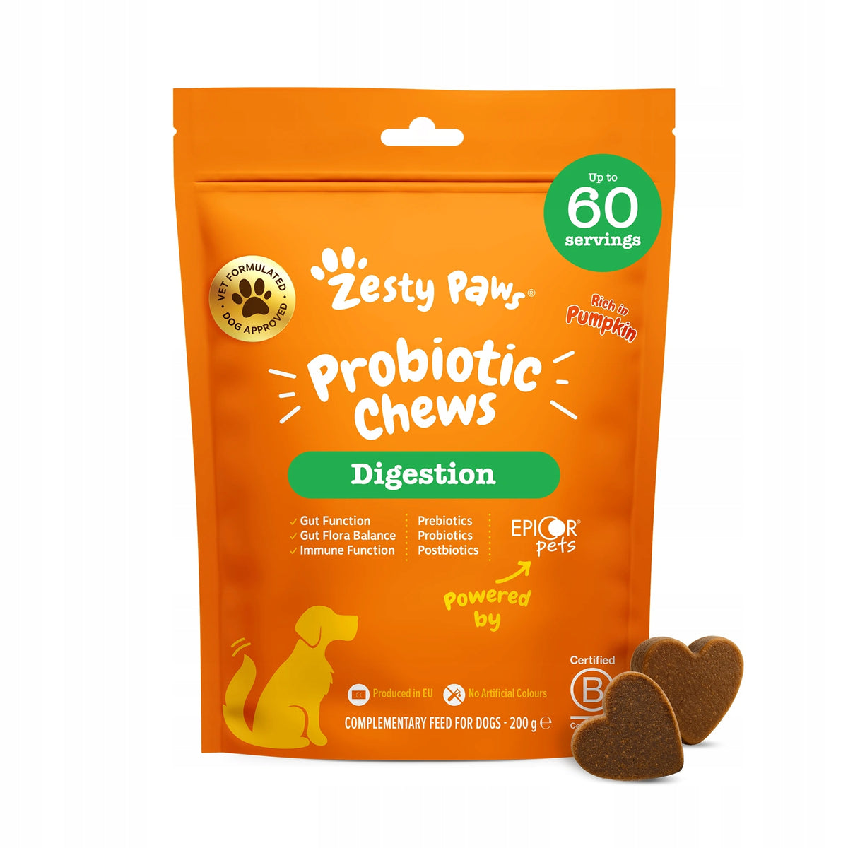 Zesty Paws Probiotic Chews (60 Pack) Dog Digestion Supplement