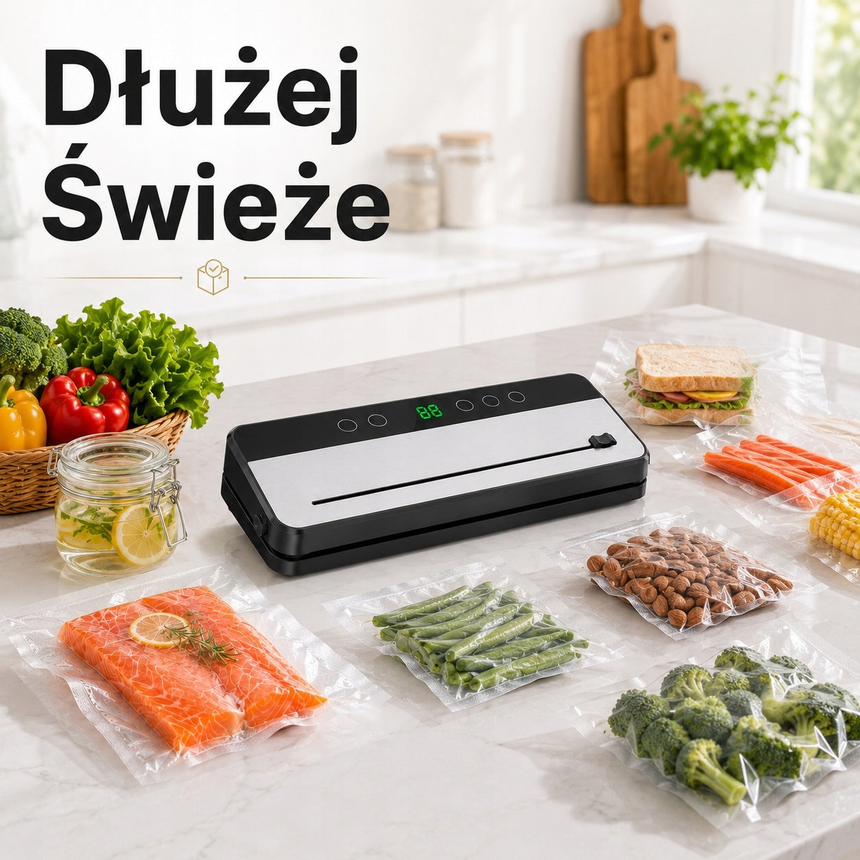 Zgrzewarka próżniowa do żywności pakowarka 120W 75kPa 10 worków Brand no brand