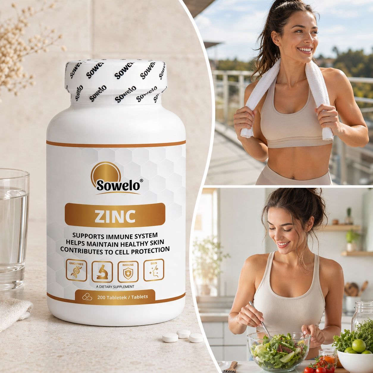 Zinc Gluconate 200 Tablets – 150% RWS – Immunity, Skin, Hormones – Sowelo Brand Sowelo