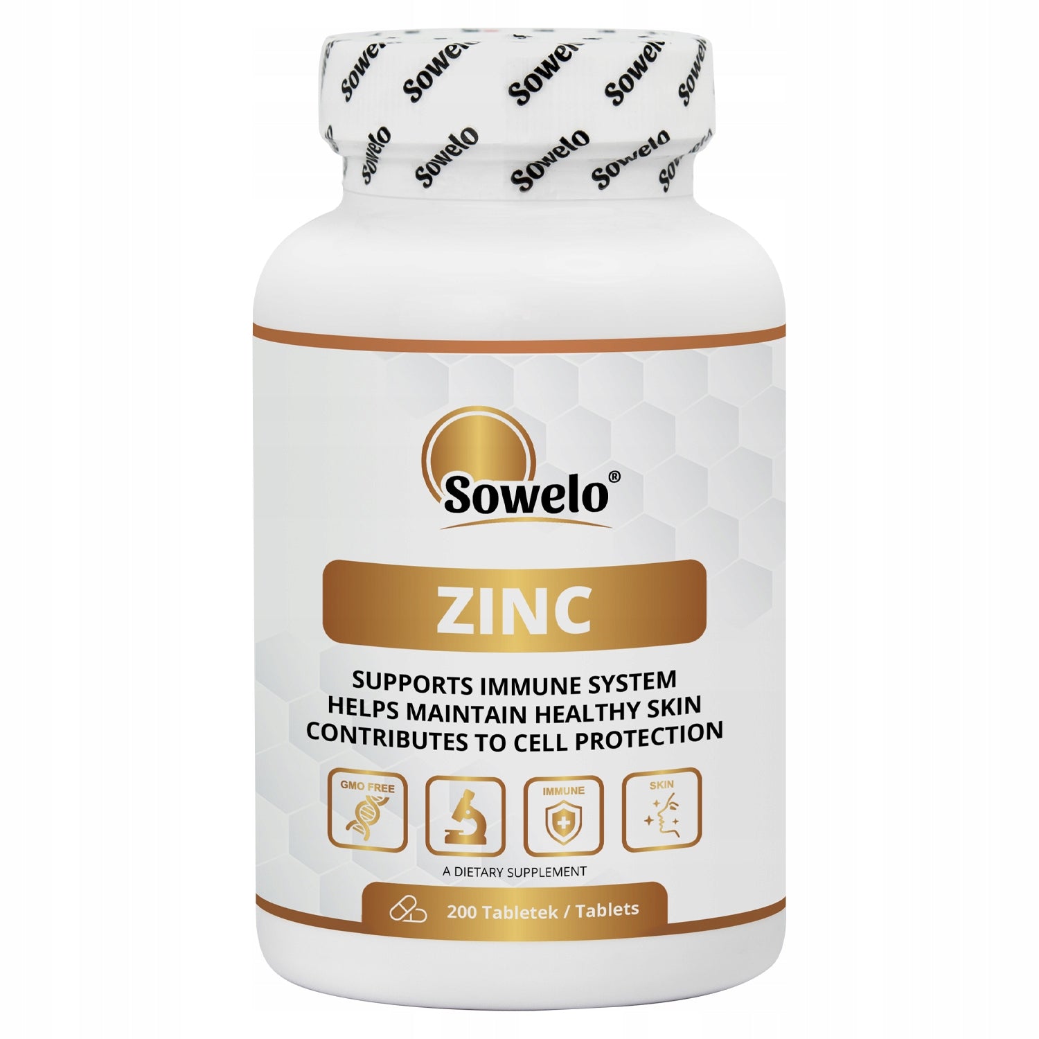 Zinc Gluconate 200 Tablets – 150% RWS – Immunity, Skin, Hormones – Sowelo