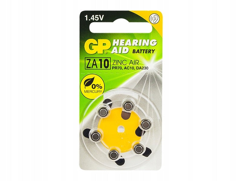 Zinc air battery 10ZA/ZA10 GP 1,4V blister 6pcs.