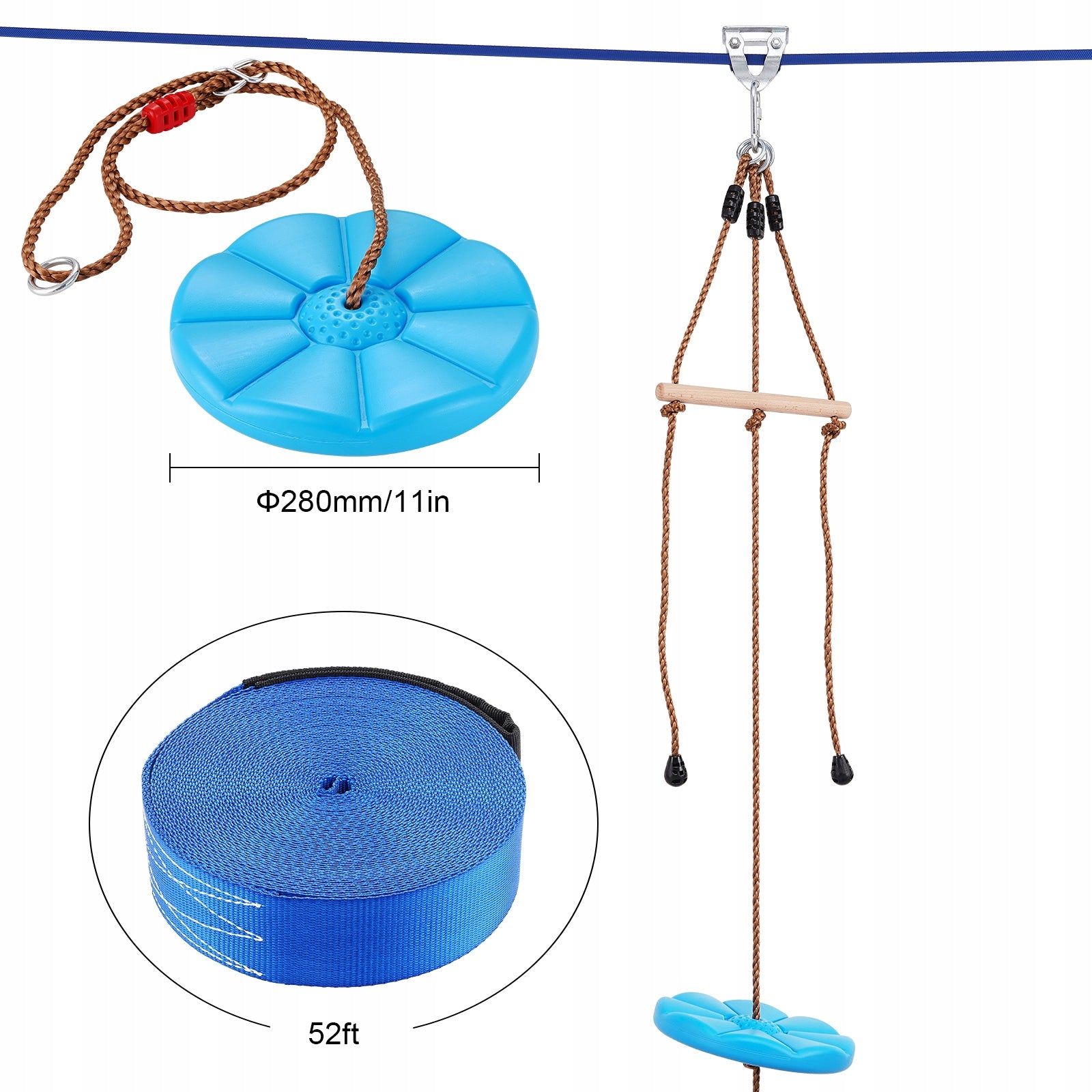 Zipline Kit Kids Adult 52ft 330lb Backyard Quick Setup with Harness Seat Manufacturer code SSHSTJ52YCNLKBC04