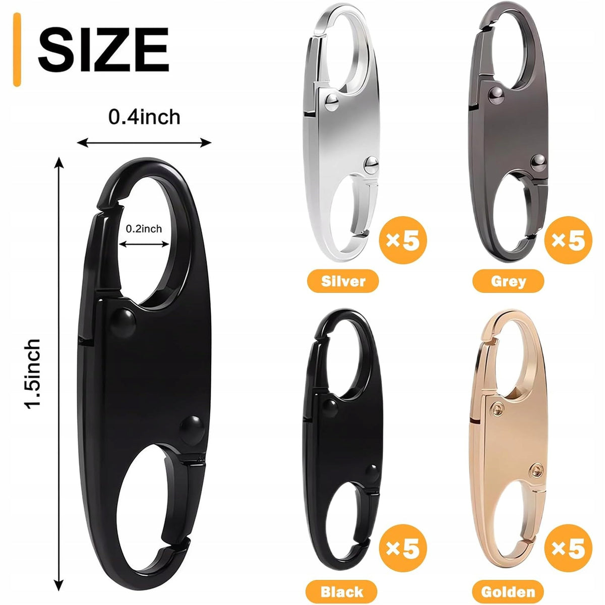 Zipper clip 20 pcs anti-theft protection Color black