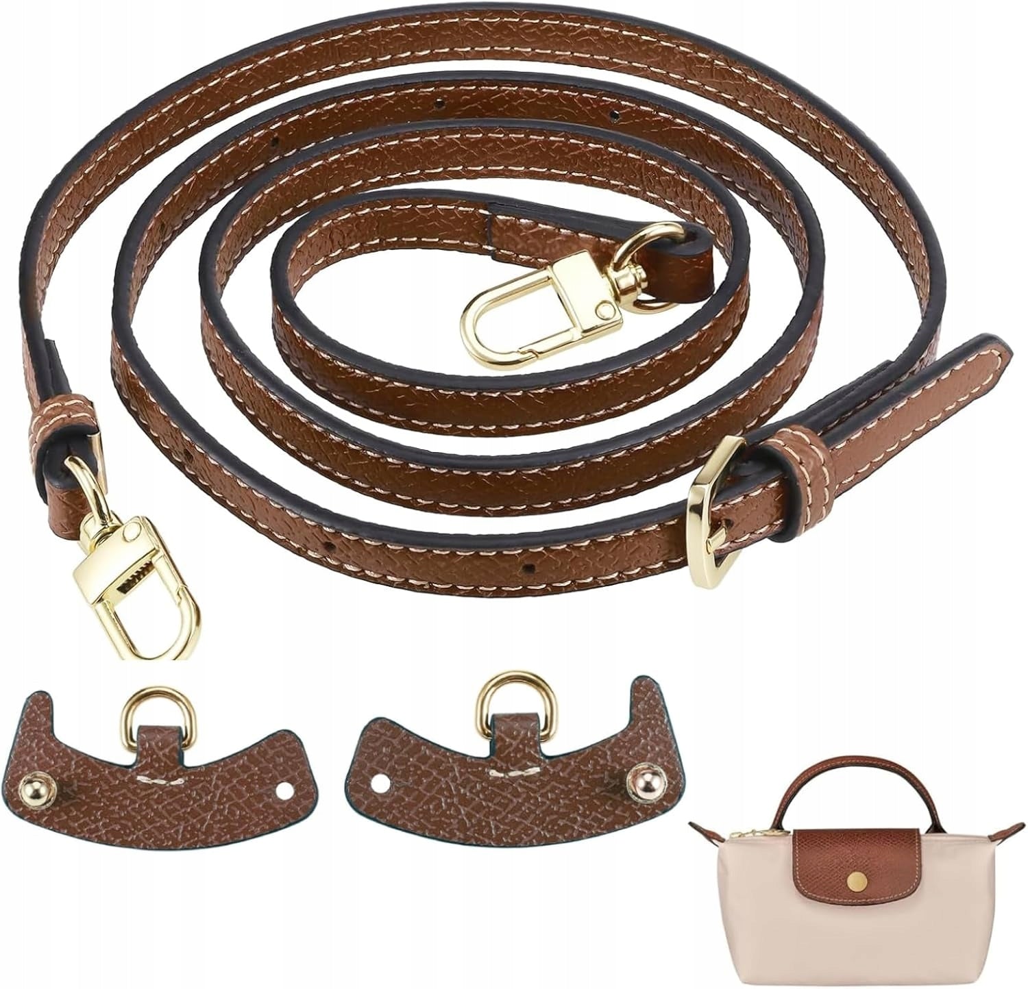 Zocipro Mini Longchamp Handbag Strap - Adjustable Leather Straps, Crossb