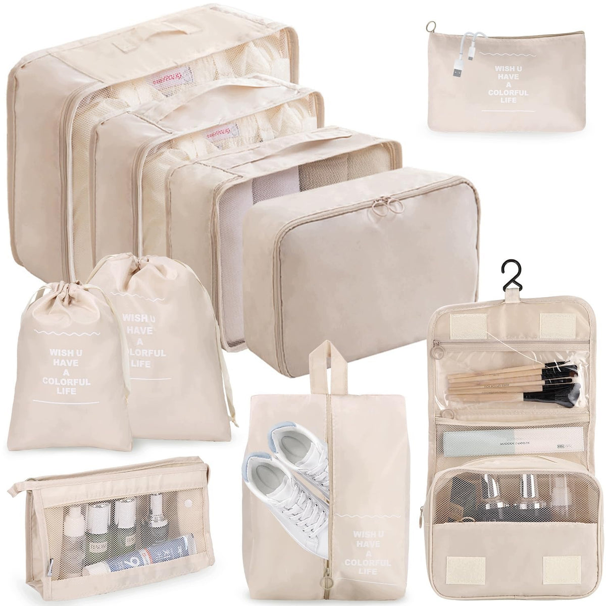 Zofory Suitcase Organizer 10-Piece Waterproof Travel Set