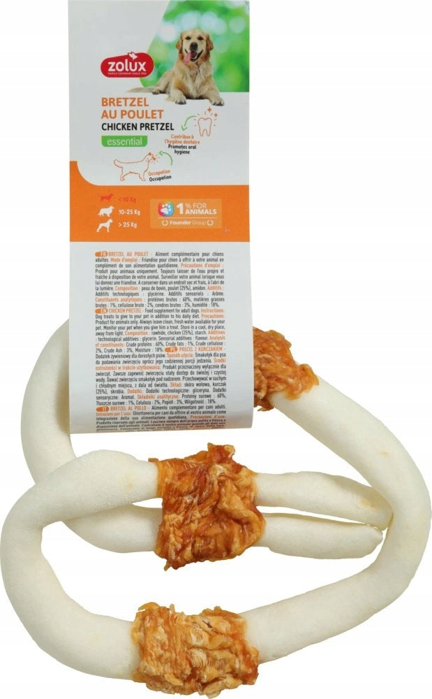 Zolux | Dog Teether | Pretzel 12cm - Pretzel with chicken