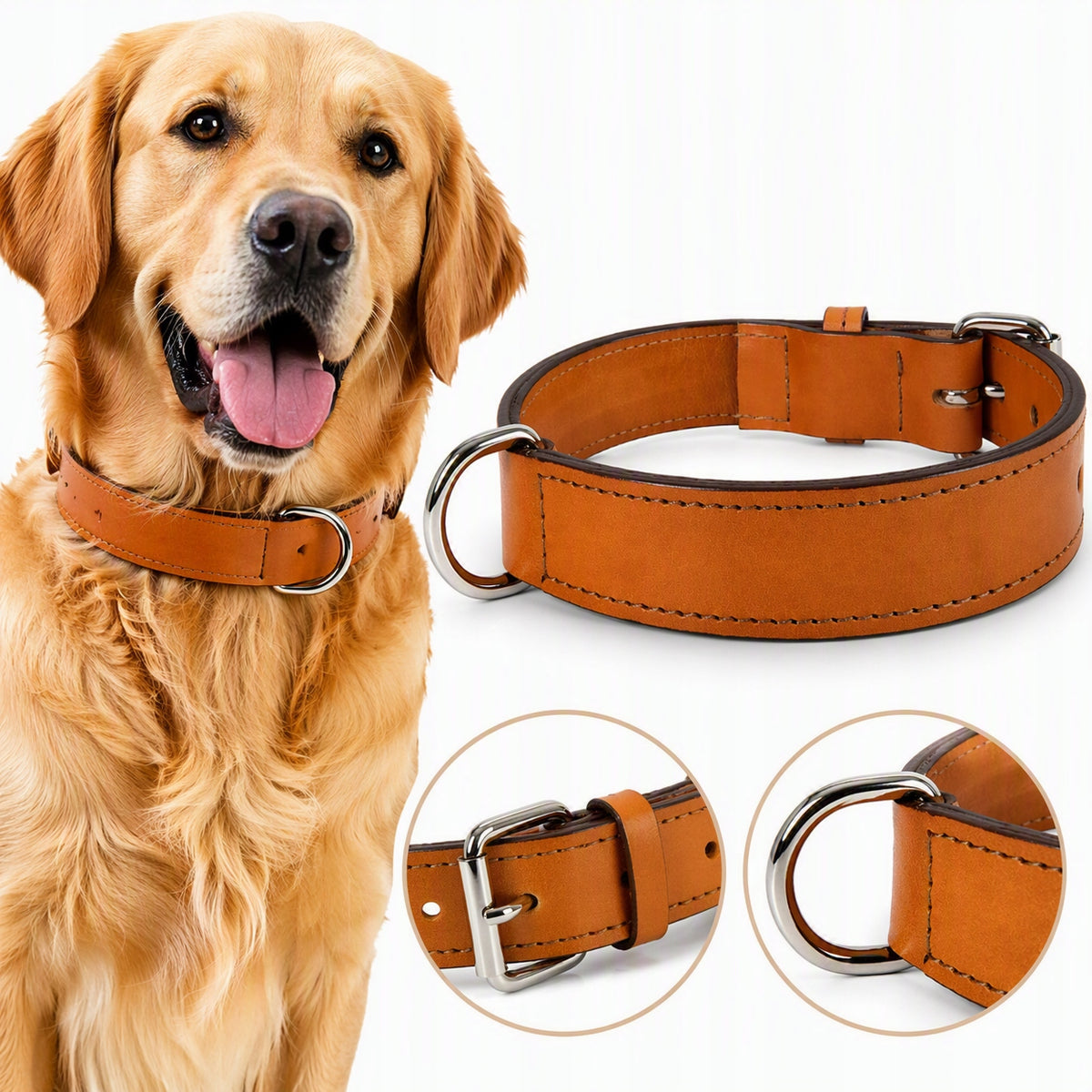 Zolux Dog collar double leather 75 cm natural