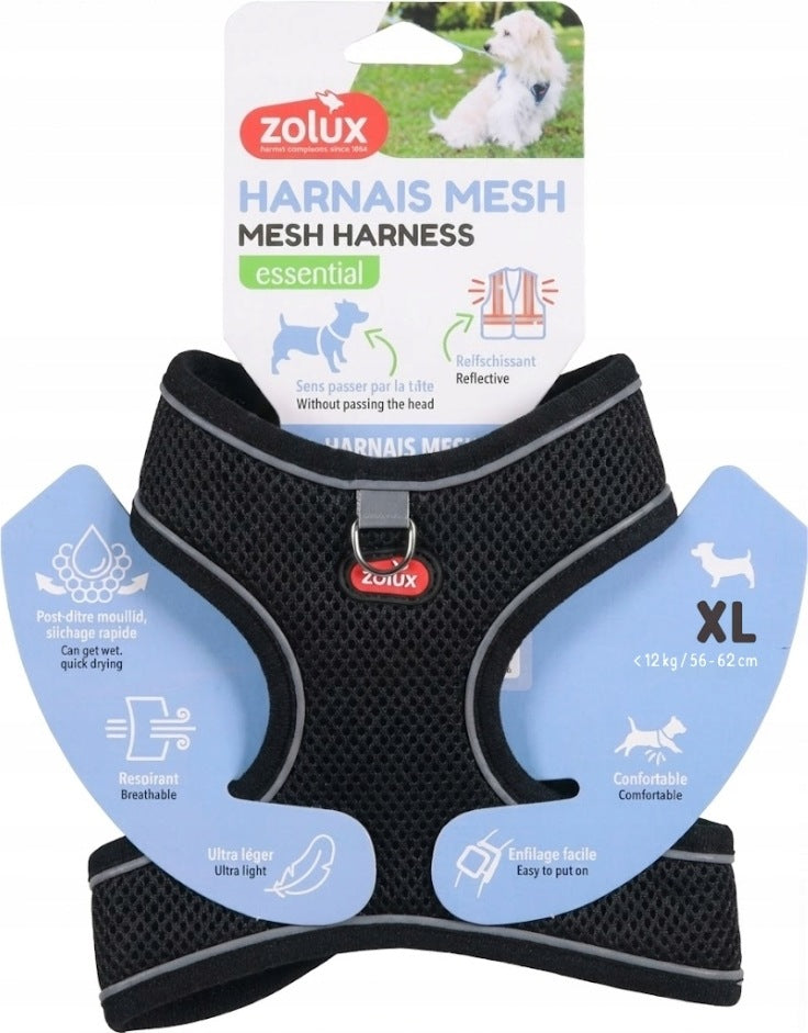 Zolux breathable mesh dog harness black XL 1 pc.