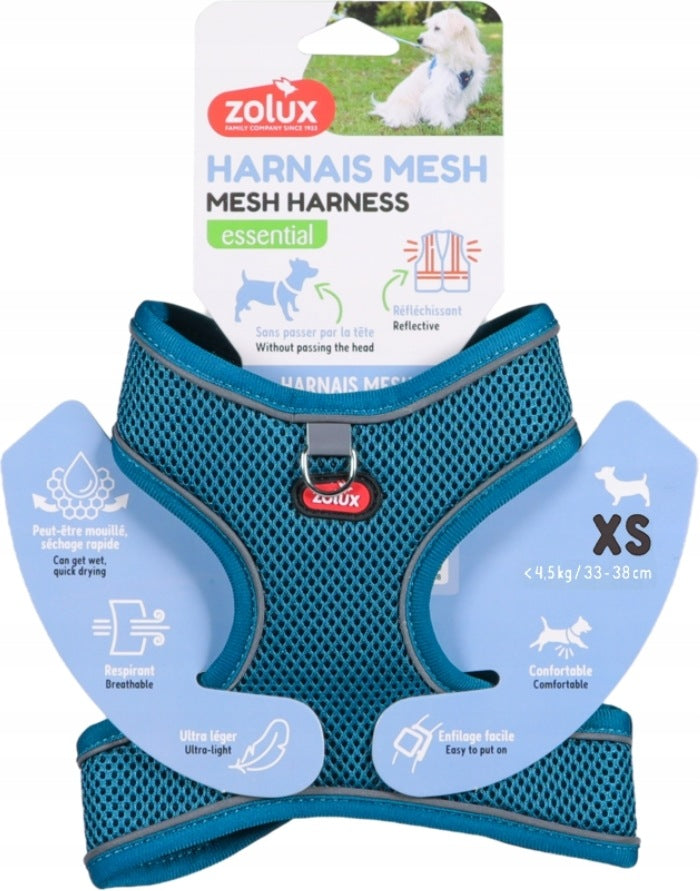 Zolux breathable mesh dog harness turquoise XS 1 pc.