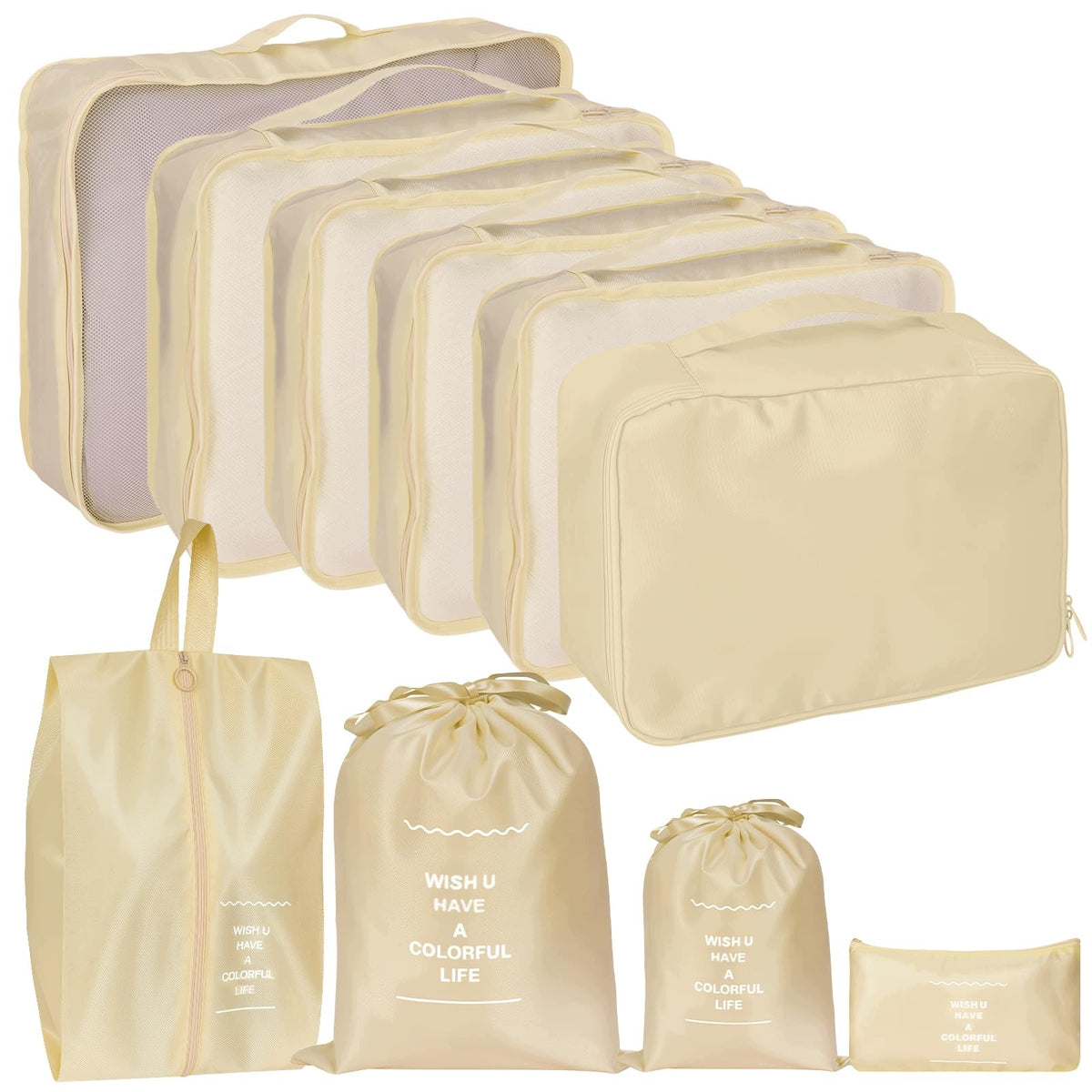Zorplex Luggage Organizer Set 10 Pcs Beige Travel Package