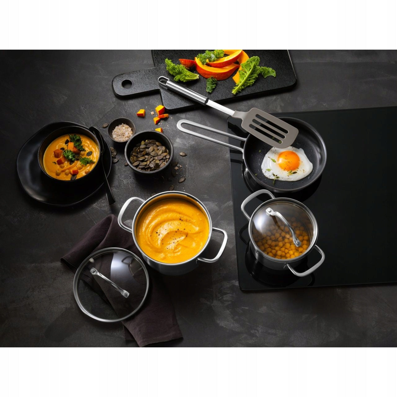 Zwilling Pico Sada: 3 hrnce a pánev Color silver