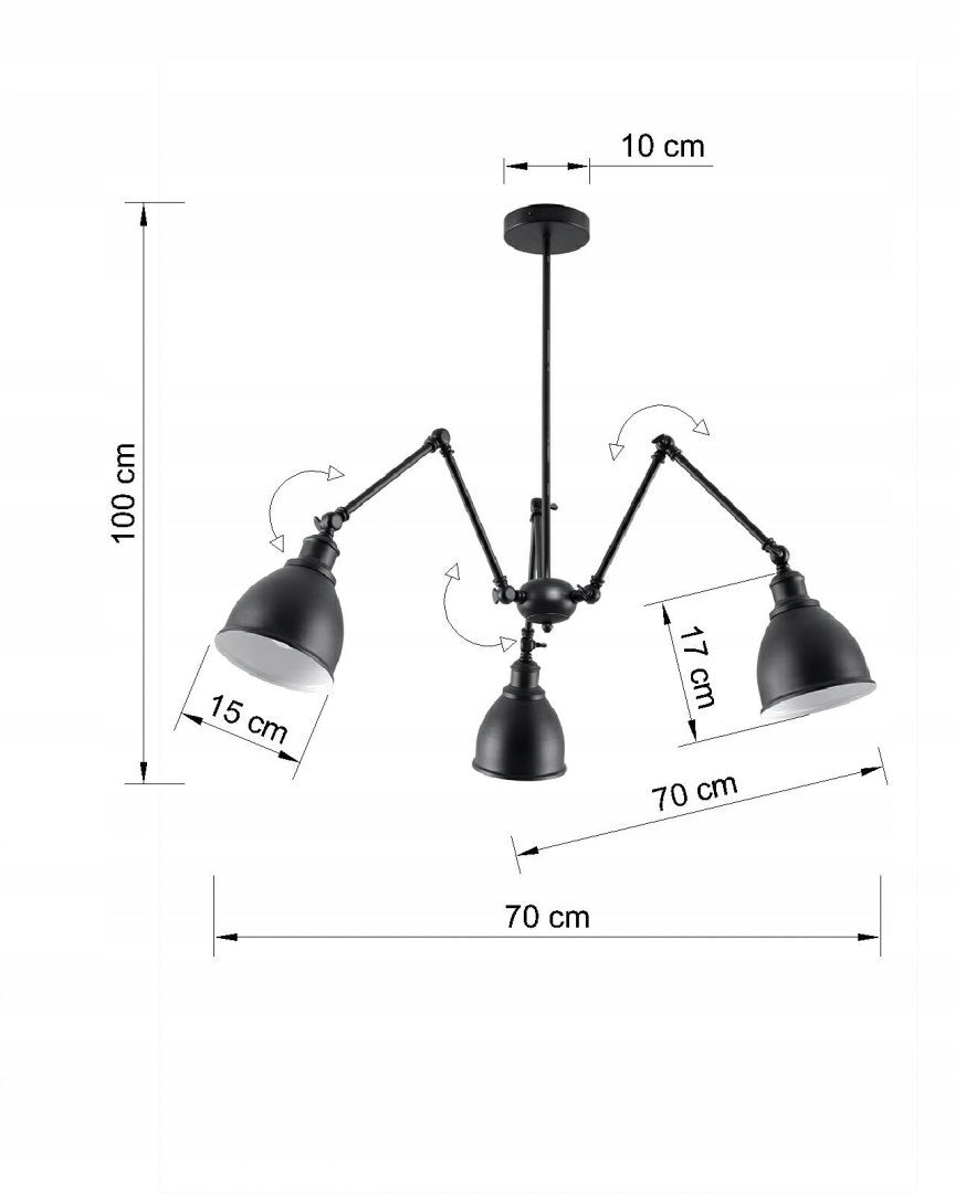 Sollux pakabinamas šviestuvas Stark Shade 3 Black