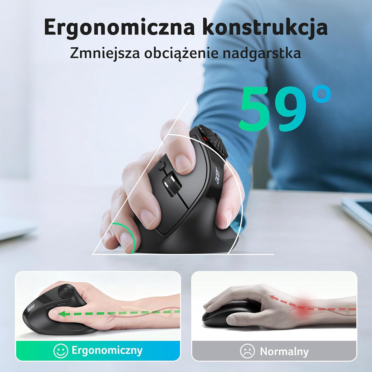 acer mouse 4000 DPI Bluetooth 2.4G dual mode ergonomic wireless Model OMR290