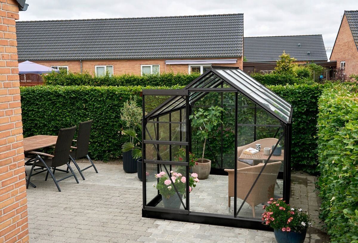 acm ALUMINUM GREENHOUSE 6,2 m2 POPULAR glass + BLACK BASE Packaging status original