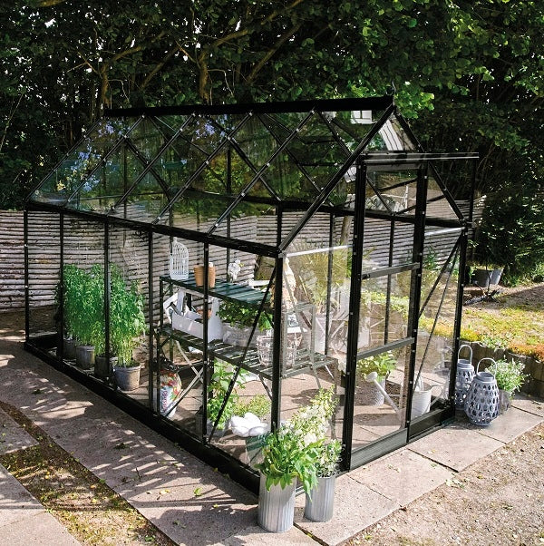 acm Black aluminium greenhouse ICON 6,1 m2; 1,93 x 3,17 m) glass + base