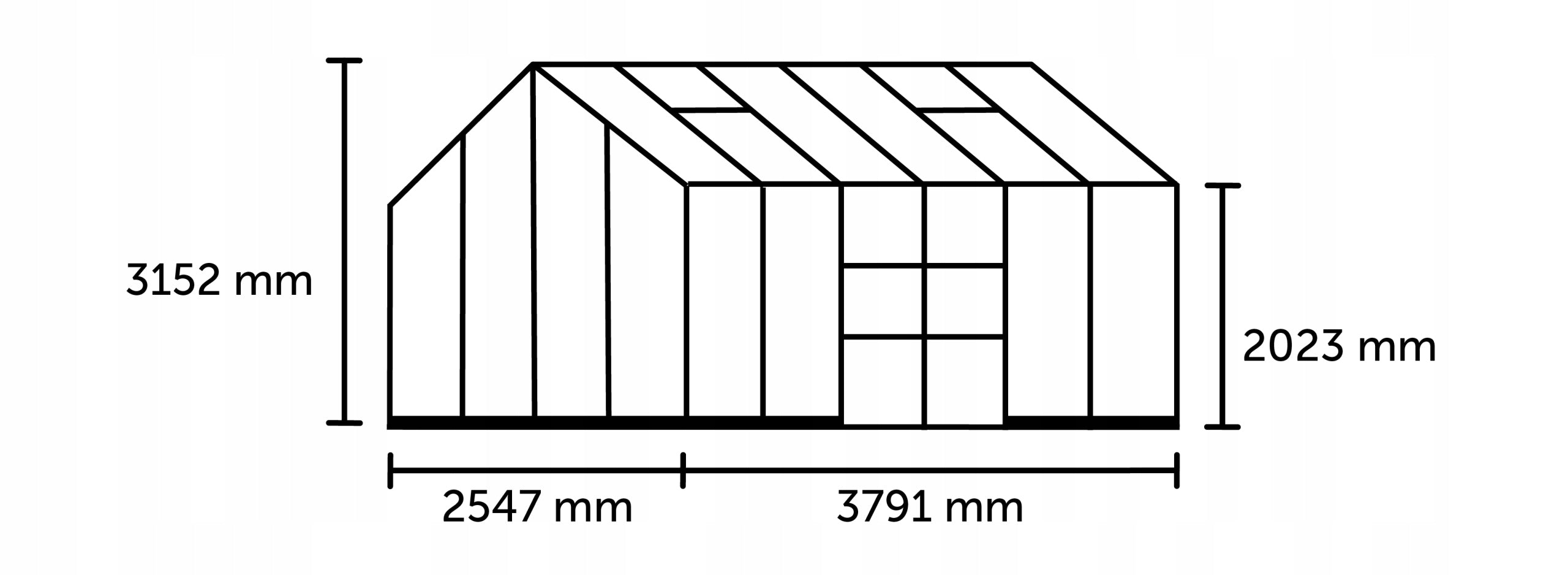 acm Greenhouse ICON PLANTHOUSE 9,7 m2; 2,55 x 3,79 m) tempered glass + base Product height 2890 cm