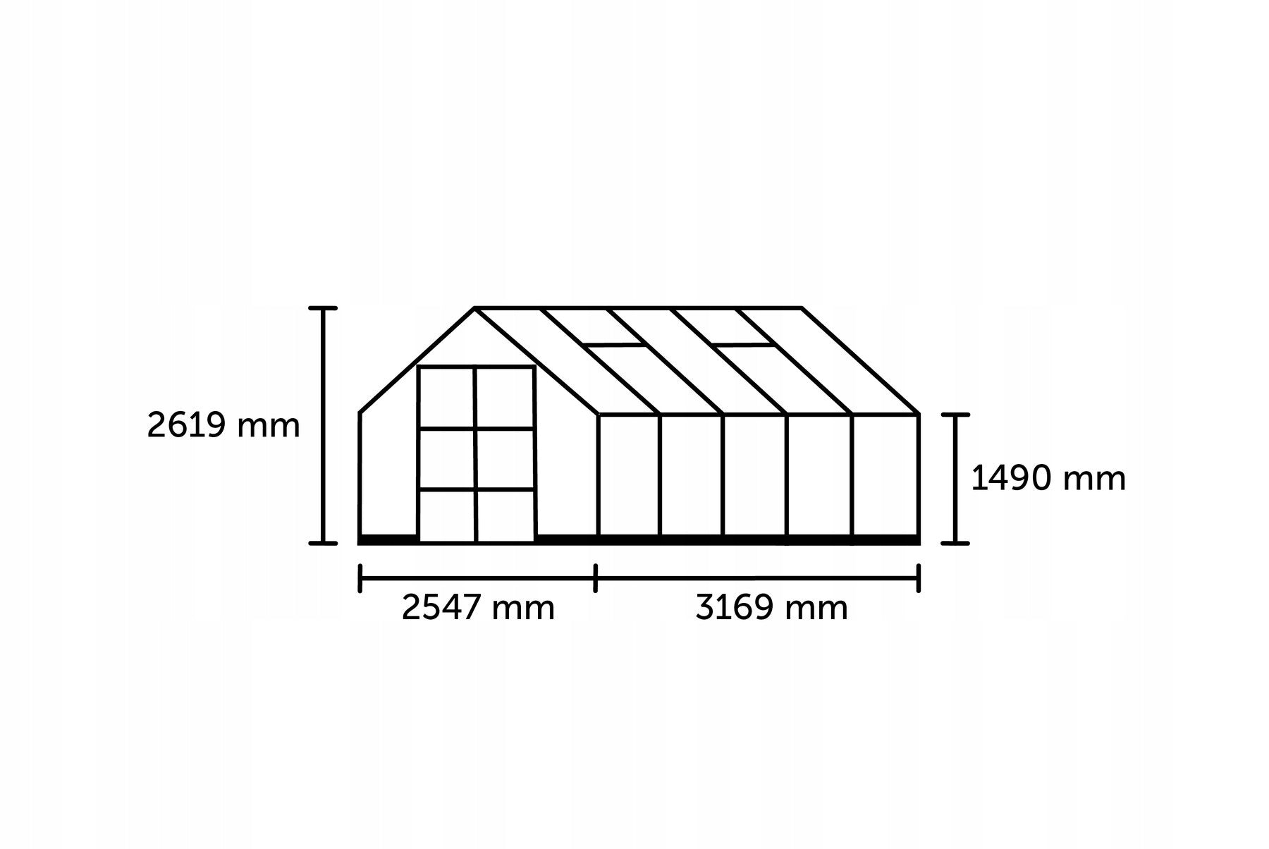 acm ICON aluminium greenhouse 8,1 m2; 2,55 x 3,17 m tempered glass + base Length 3.17 m
