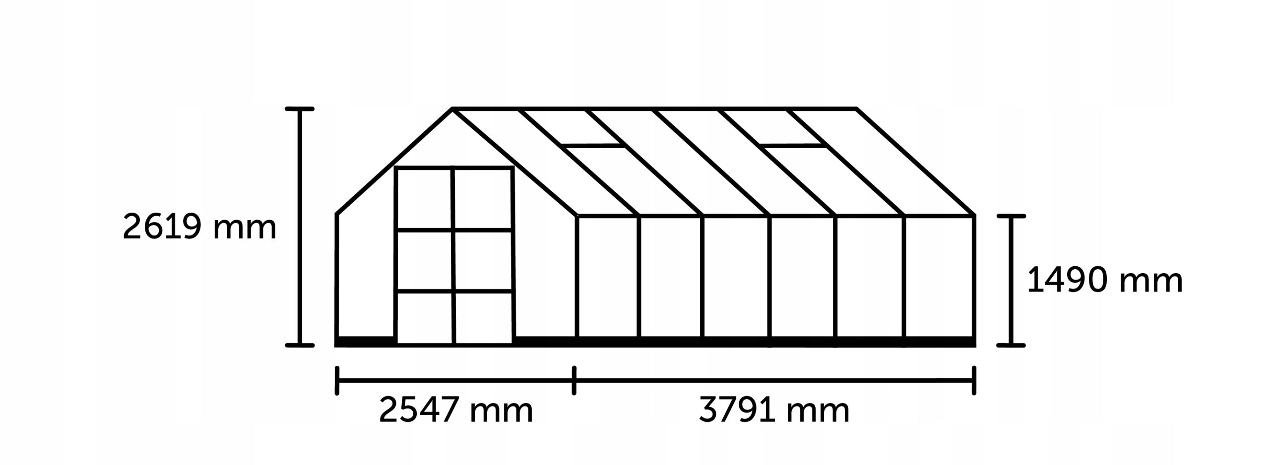 acm ICON aluminium greenhouse 9,7 m2; 2,55 x 3,79 m tempered glass + base Length 3.79 m