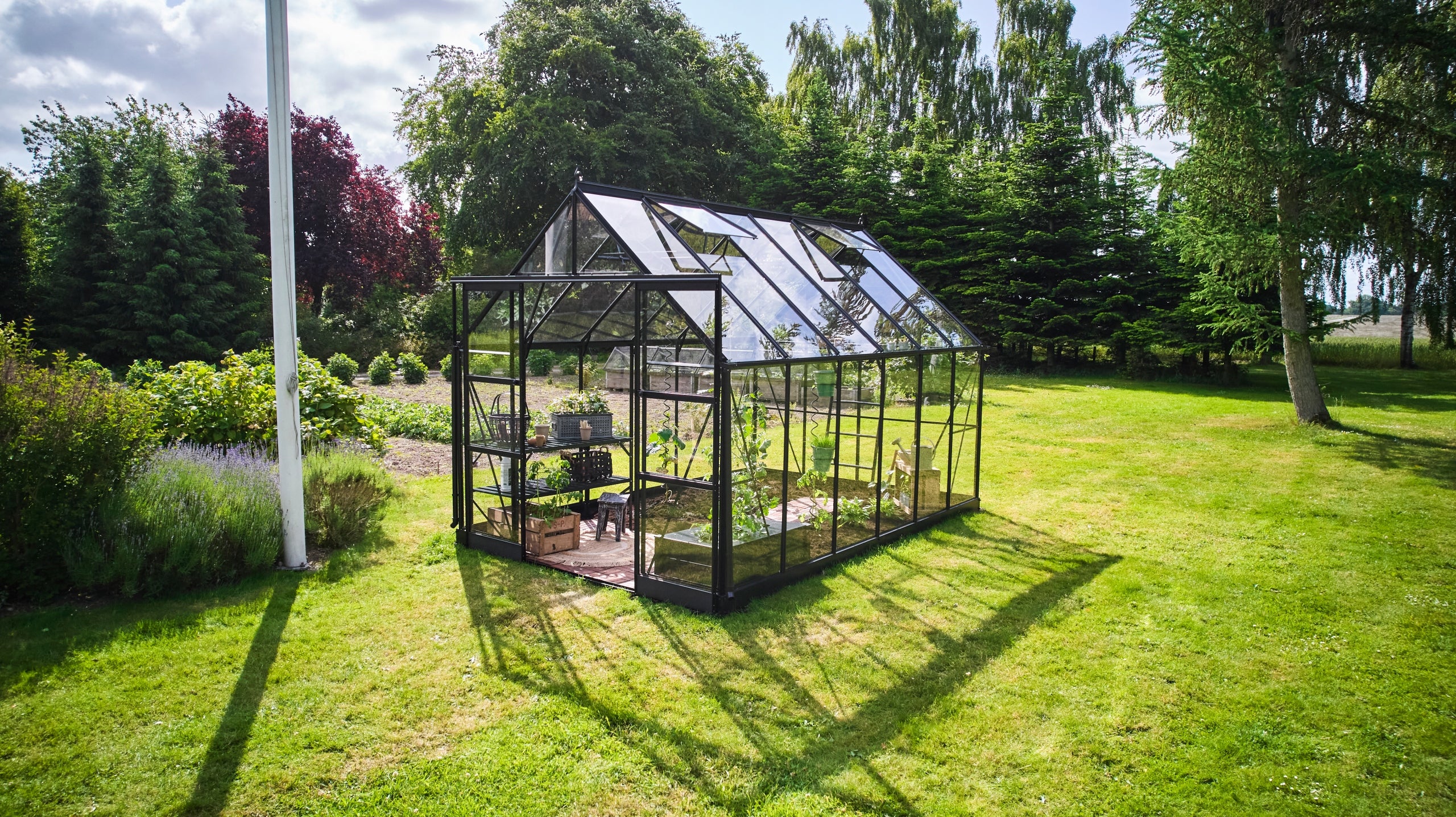 acm ICON aluminium greenhouse 9,7 m2; 2,55 x 3,79 m tempered glass + base Product height 2620 cm