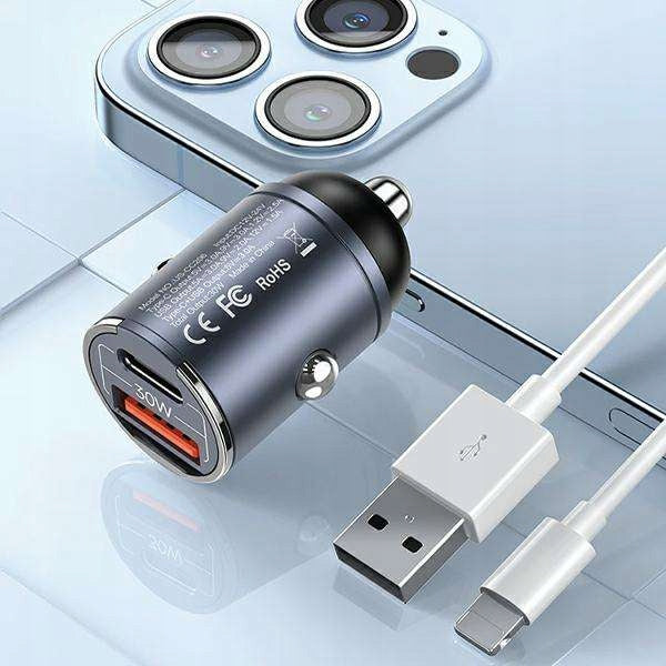 Ład.sam. USAMS 1xUSB+1xUSB-C C38 30W PD with built-in caress purple Packaging status original