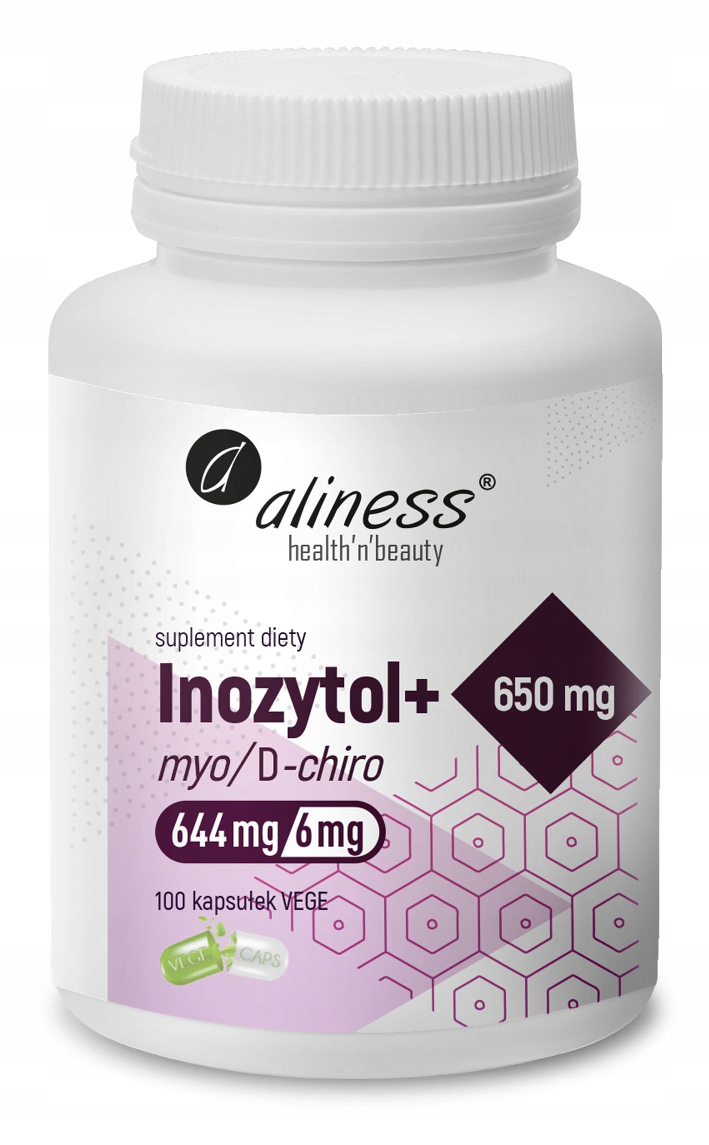 aliness - INOZYTOL myo / D-chiro 650mg + vitamin B6 x 100 caps. PCOS + Freebie! Packaging status original