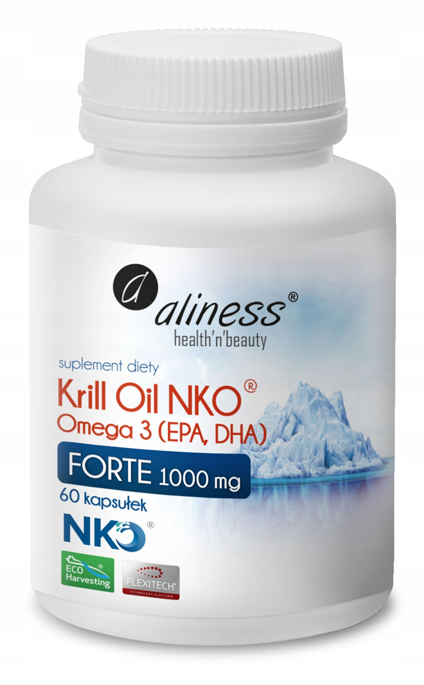 aliness - Krill Oil NKO Omega3 with Astaxanthin | 1000 mg | 60 kaps. + FREEBIE Packaging status original