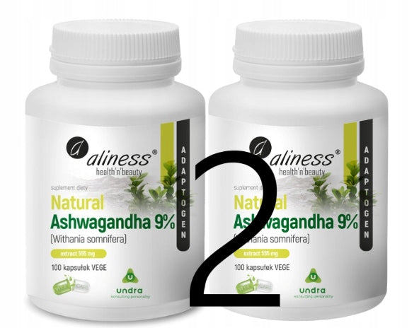 aliness - Natural Ashwagandha 9% | extract 555 mg | 100 vege caps. x 2