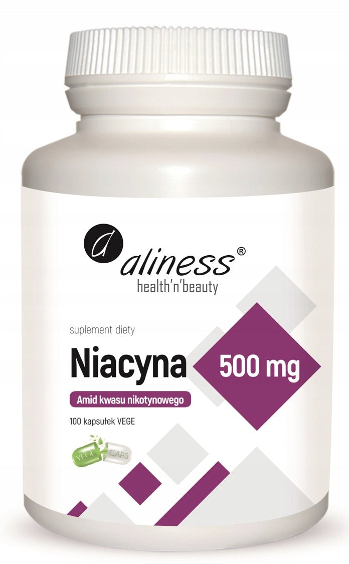 aliness - Niacin 500 mg / Nicotinic acid amide 100 kaps. + FREEBIE Expiration date at least 1 year from the date of purchase