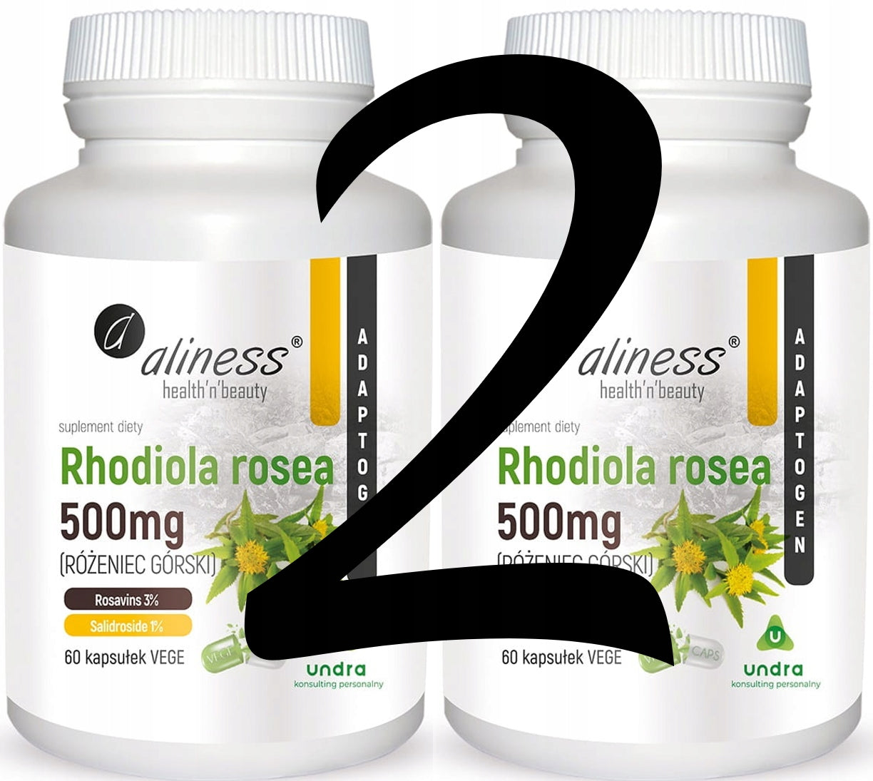aliness - Rhodiola rosea (mountain rosea) 500 mg | ADAPTOGEN | 60 caps. x2