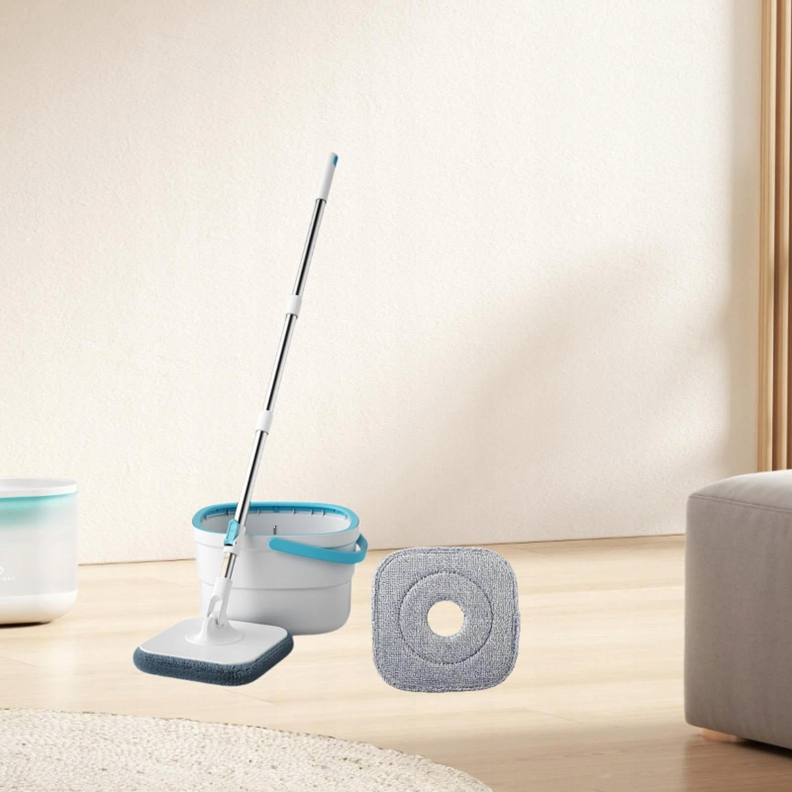 and Bucket Set Washable Adjustable Handle Microfiber Mops with 2 Mop Pads