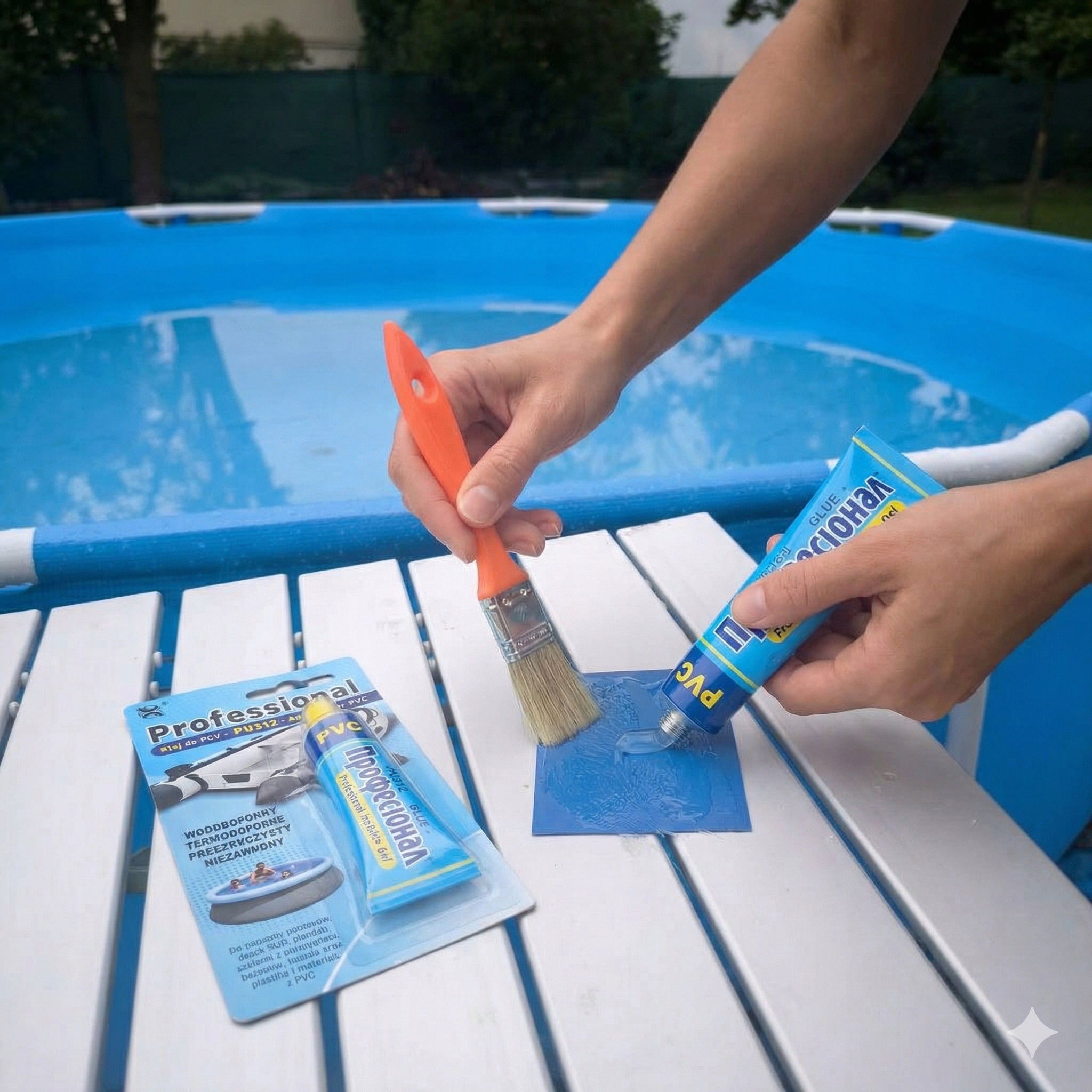 Repair kit FOR TARPAULINS PATCH 15x100cm+ GLUE PU312 100ml/pool pontoon
