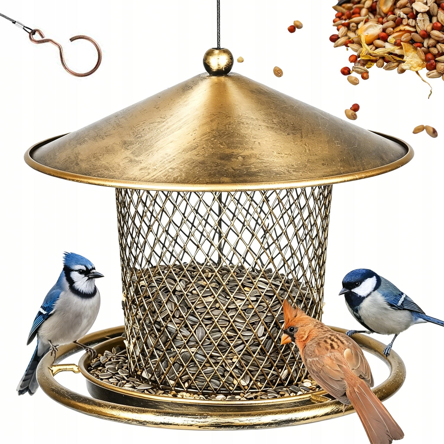 bird feeder booth food house grain hanging Bronze
