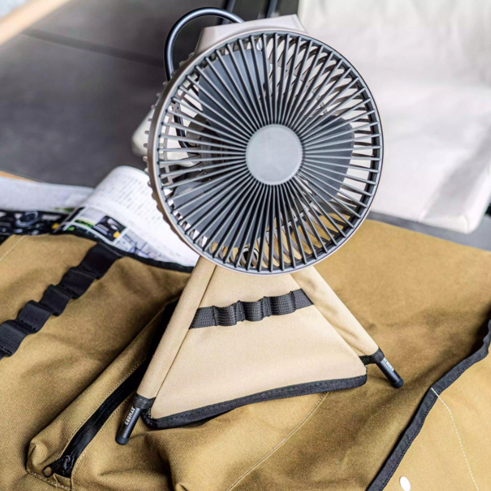 camping fan tripod with bag storage bag Khaki Dominant color multicolor