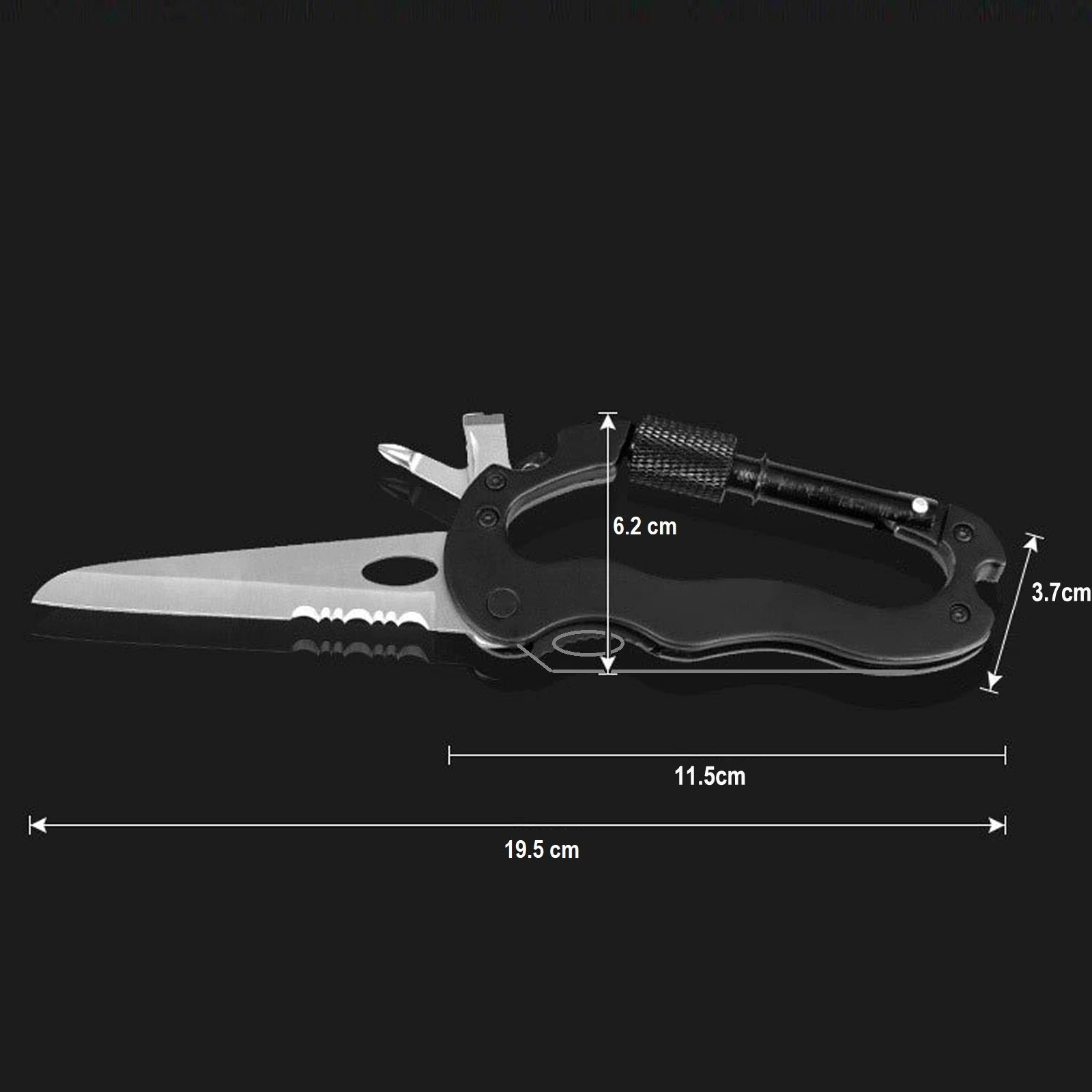 carabiner multitool keychain large survival knife 6in1 Manufacturer code 7891380123457