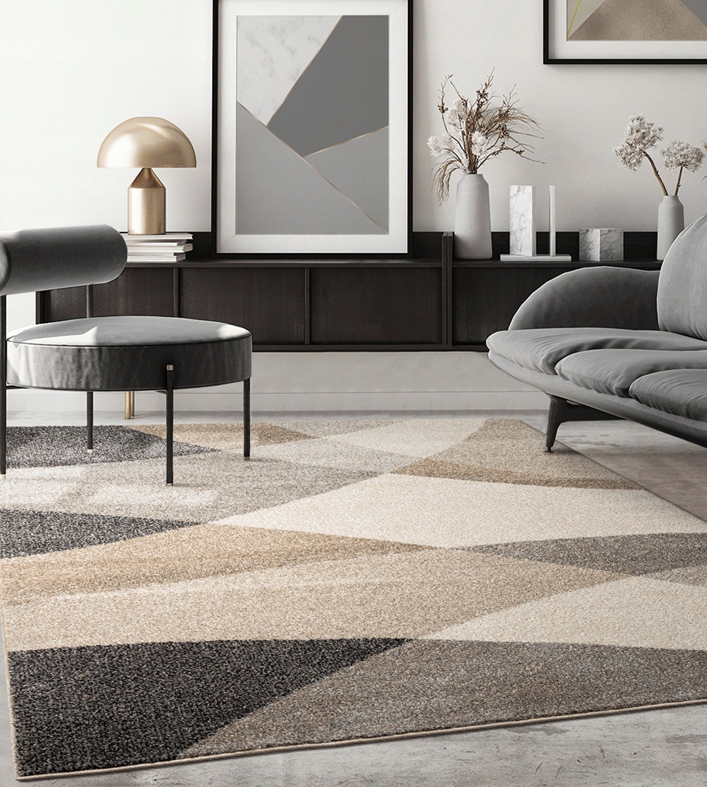 carpet short hair geometric pattern Pearl the carpet beige 160x220 Brand the carpet