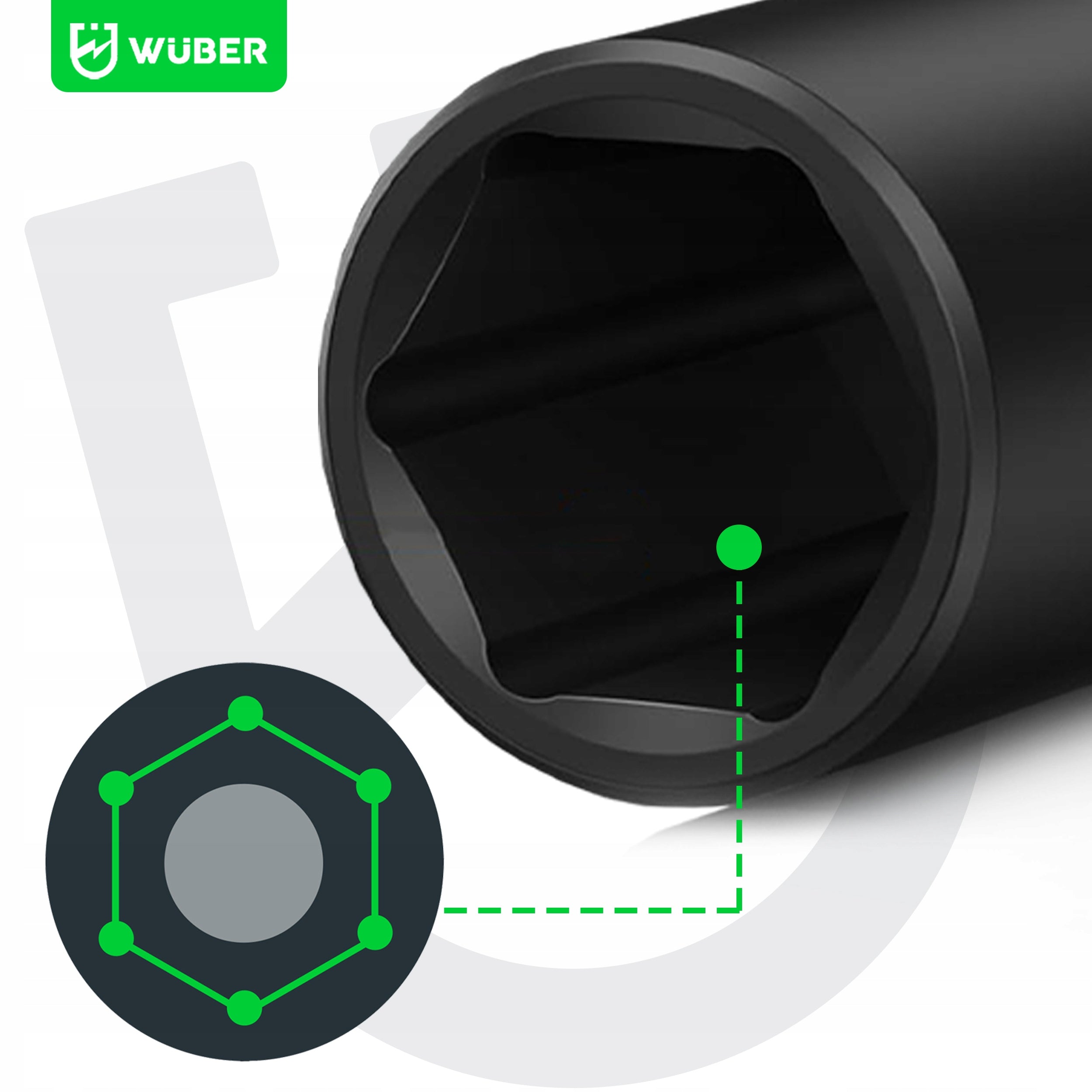 Smūginė galvučių rinkinys WUBER, 6 vnt., 1/2", 6 briaunų, 10–21 mm, ilgos