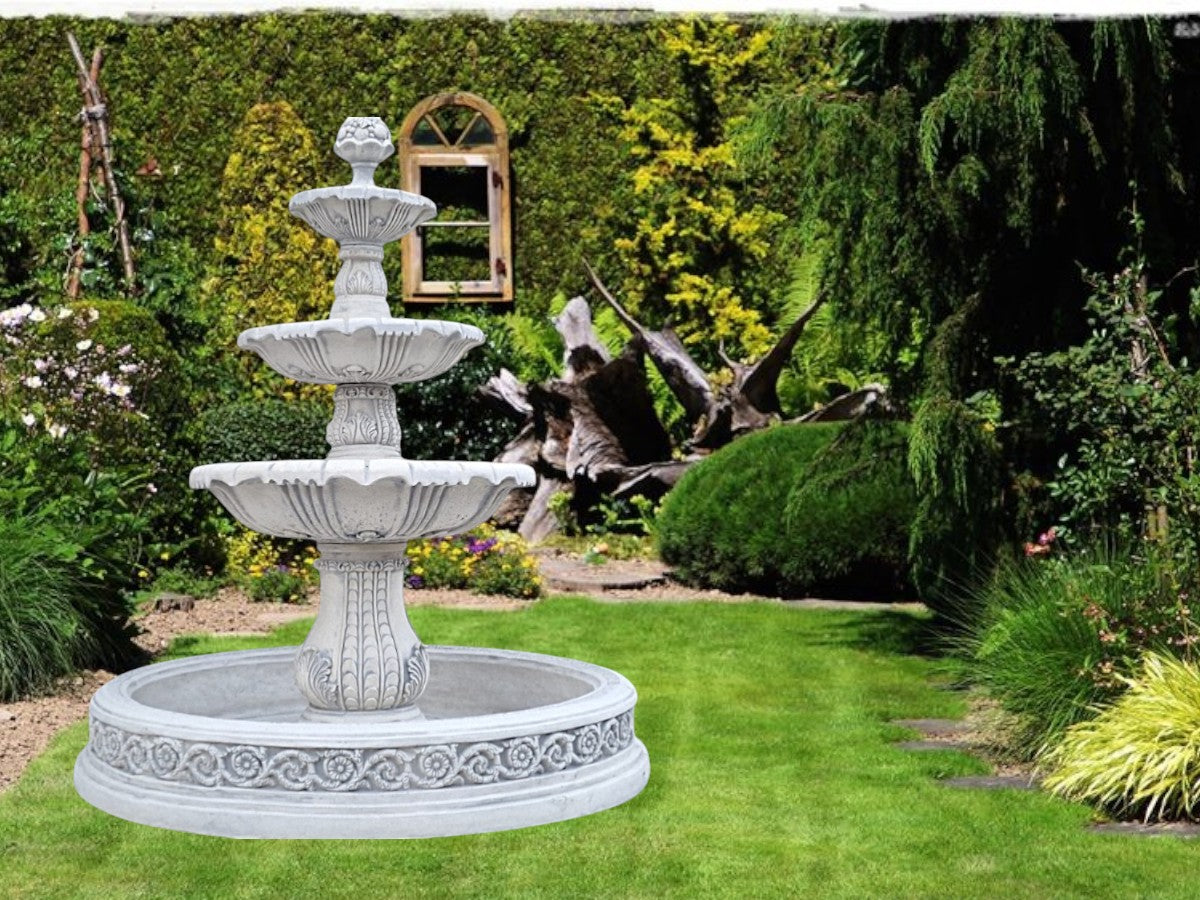 Nevada Garden Fountain Pool with Bottom 170cm. White Concrete Conglomerate Ag-Bet