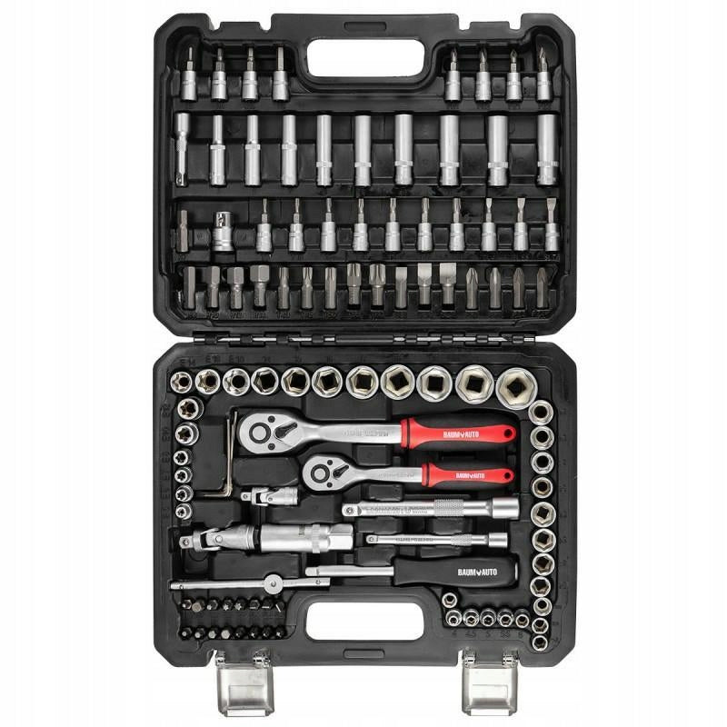 Įrankių rinkinys BAUMAUTO, 108 vnt., 1/4", 3/8", šešiakampiai, 4–22 mm