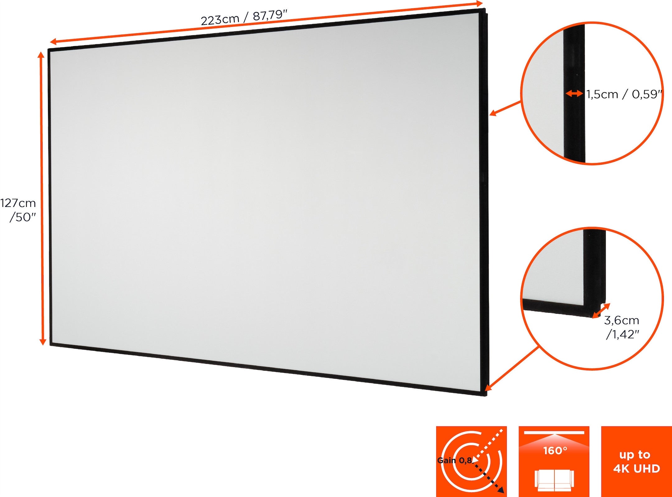 celexon HomeCinema High Contrast Frame 220 x 124 cm, 100" frame screen - Brand Deluxx
